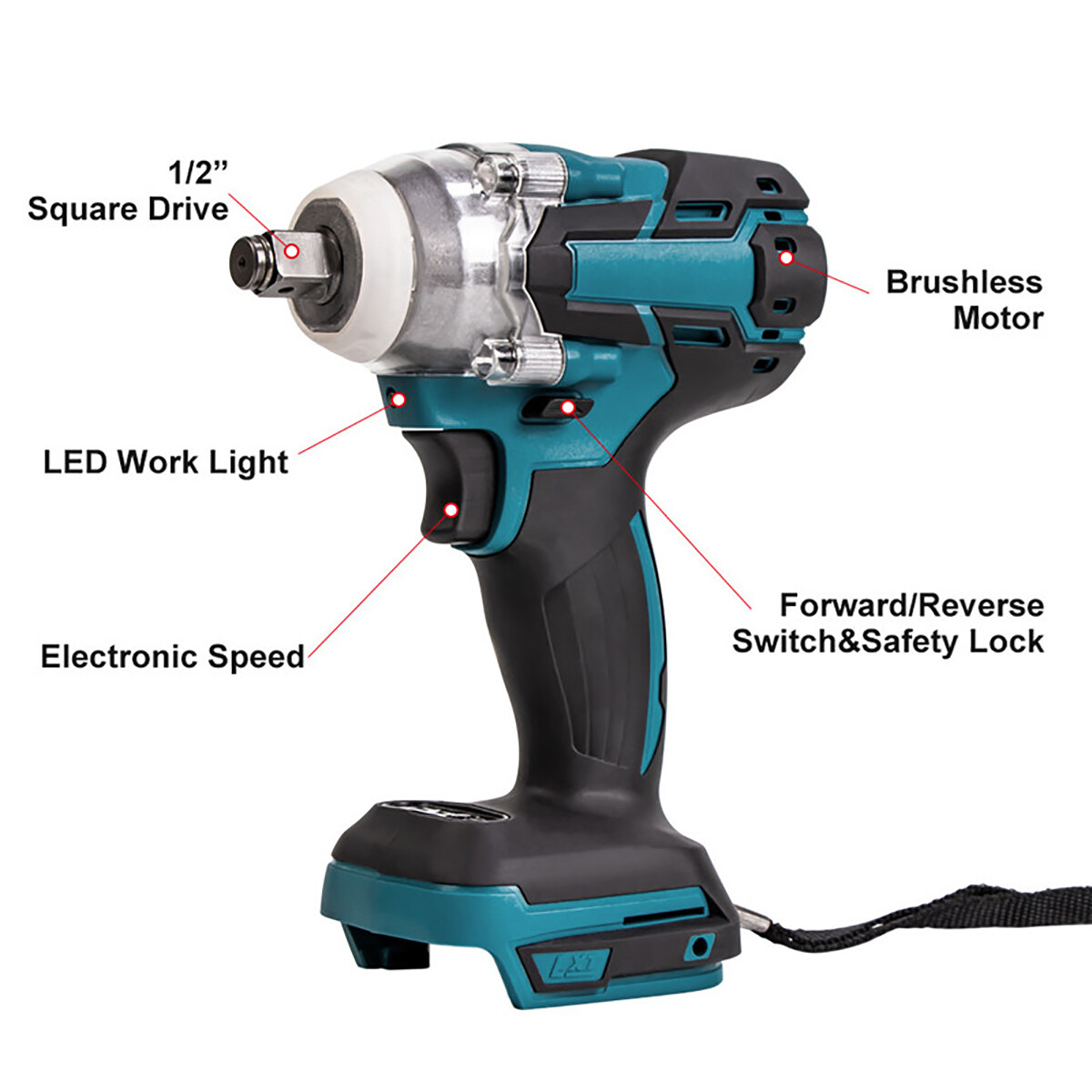 520N.m 18V 1/2&Prime; Cordless Brushless Impact Wrench For Makita Battery DTW285Z USA