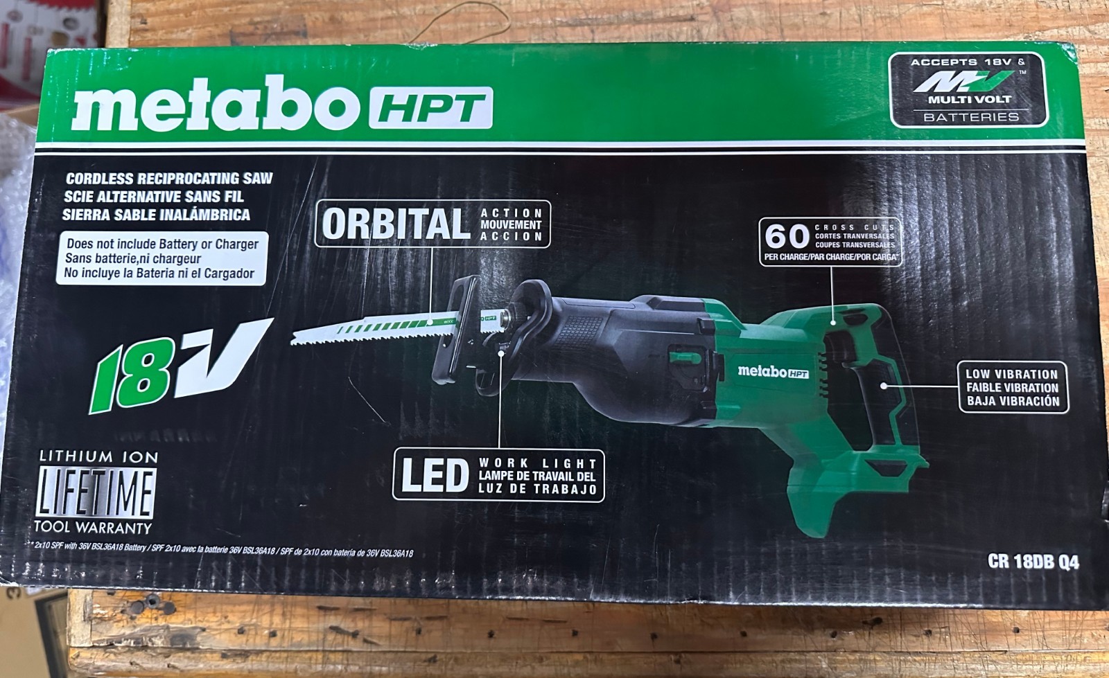 Metabo HPT CR18DBQ4M 18V MultiVolt™ Cordless Reciprocating Saw (Tool Only)