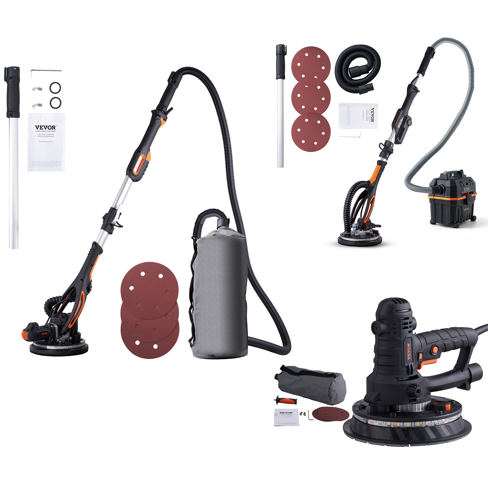 VEVOR Drywall Sander Electric Wall Sander 900W/800W/800W Variable Speed 3 Types