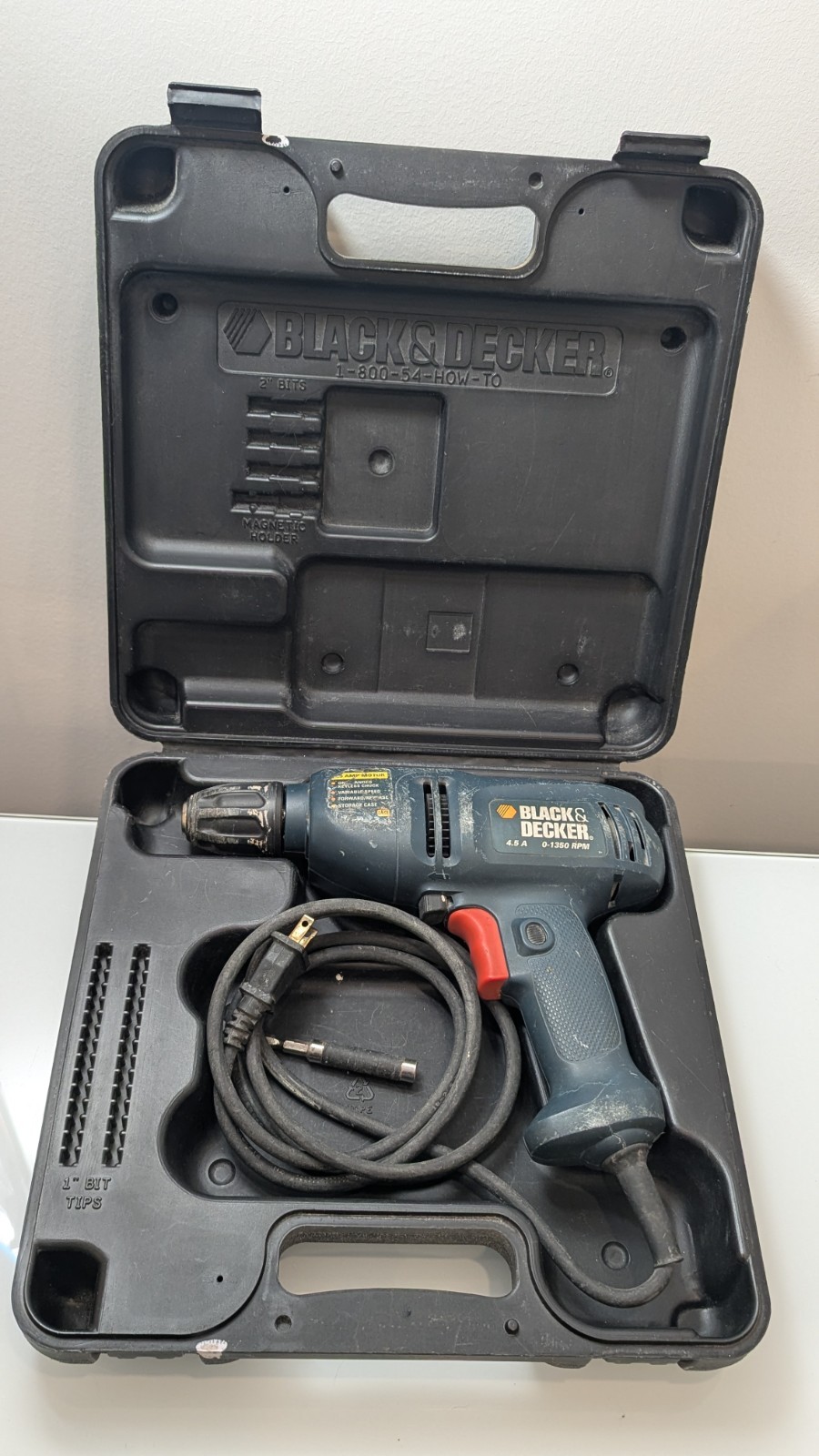 Black and Decker DR220 Corded 3/8&Prime; Variable Speed Drill with Case (No Bits)