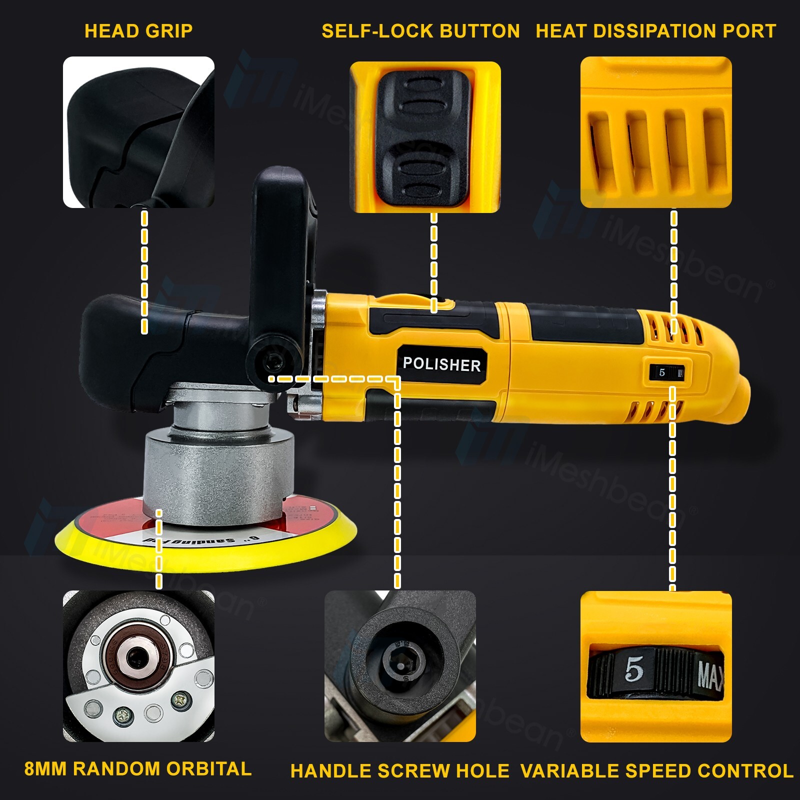 Premium Dual Action Car Polisher Buffer Sander 6&Prime; Polishing Waxing Machine Pads