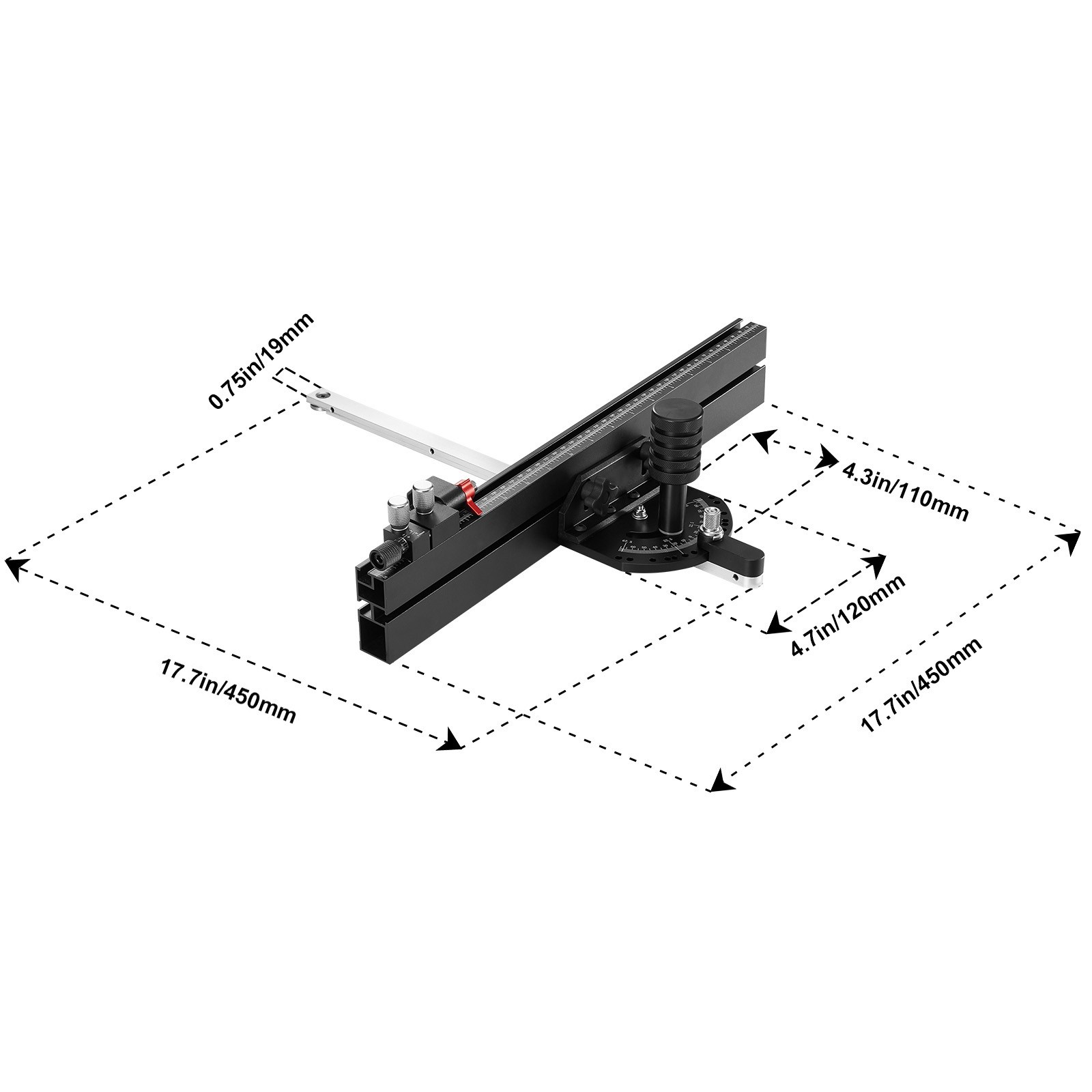 VEVOR Precision Table Saw Miter Gauge Standard Slot 3/4 » x 3/8 » 18 in Grating