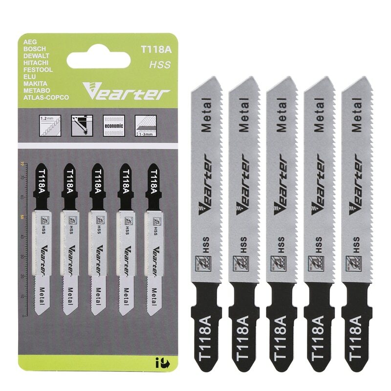 5PCS/Pcak T-shank Assorted HSS Jig Saw Blades Set Metal Cutting Jigsaw Blade