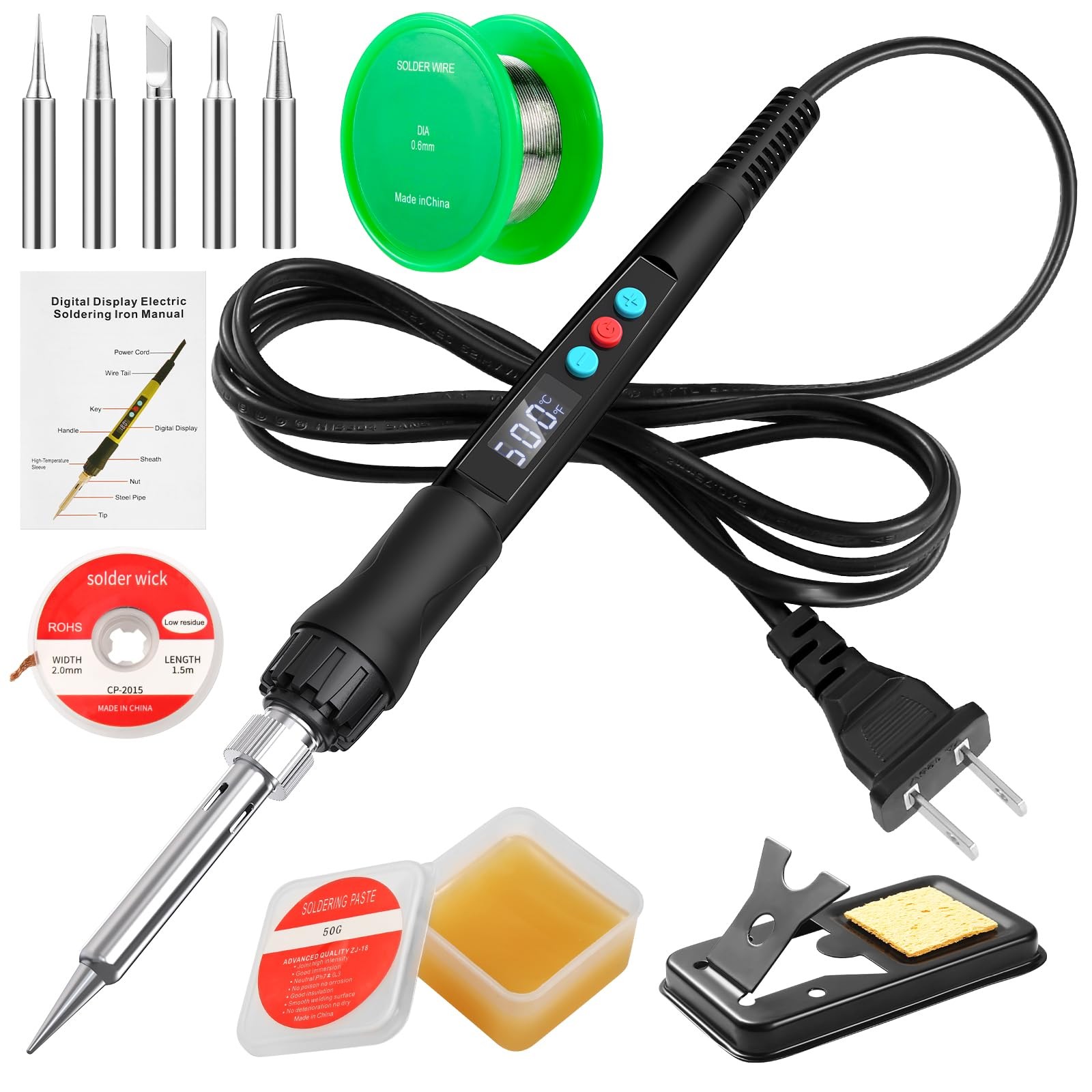 Soldering Iron Kit, 100W LED Digital Solder Gun kits with Ceramic Heater, Adj…