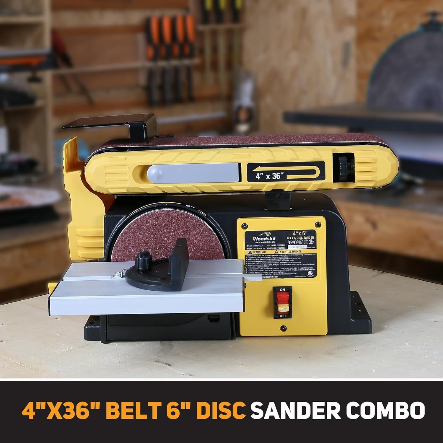 4.5A Belt Disc Sander Combo for Woodworking | 4×36&Prime; Belt, 6&Prime; Disc, 3/4HP, Quick