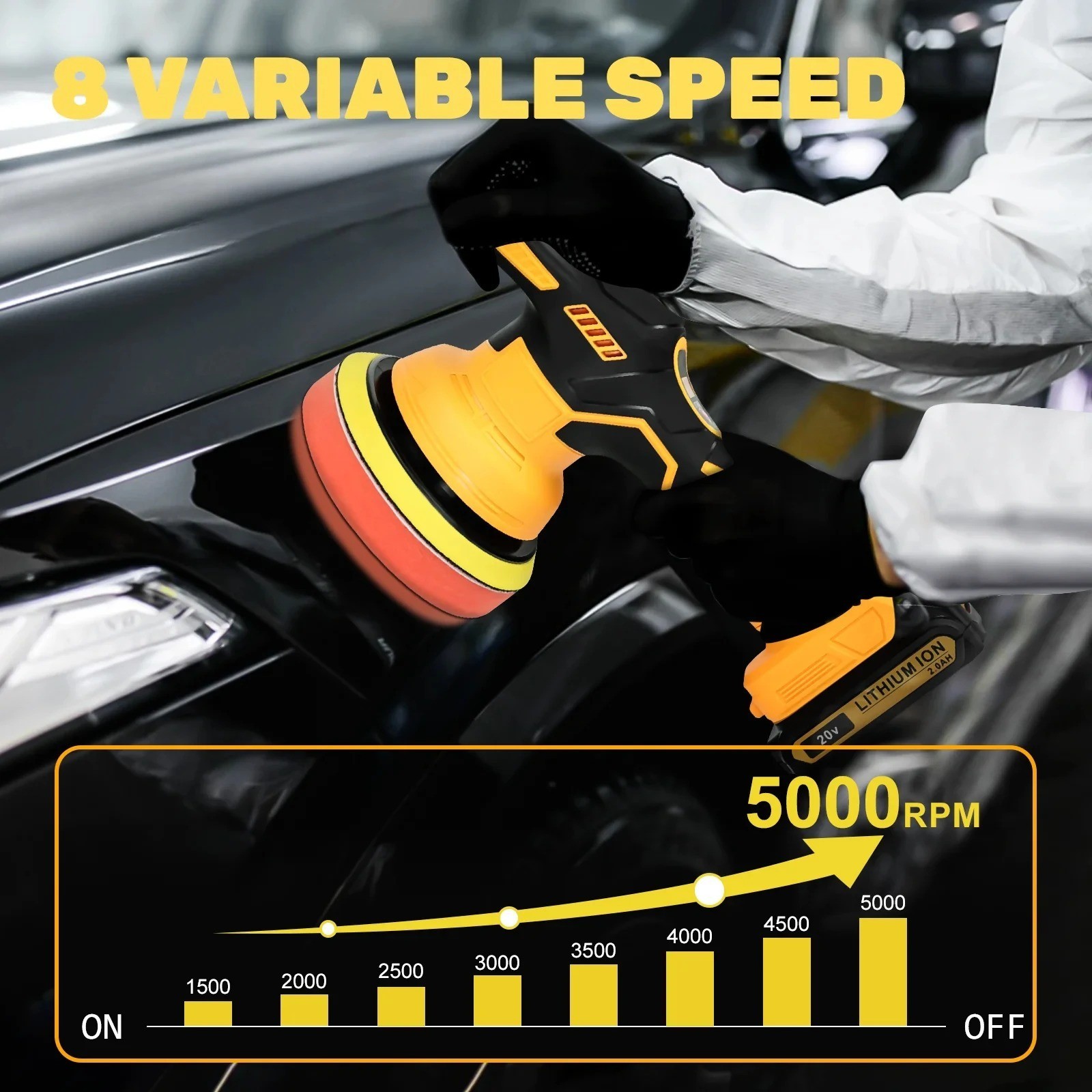 Dewalt 8 Gears Digital Display Cordless Auto Car Electric Polisher Tool Only