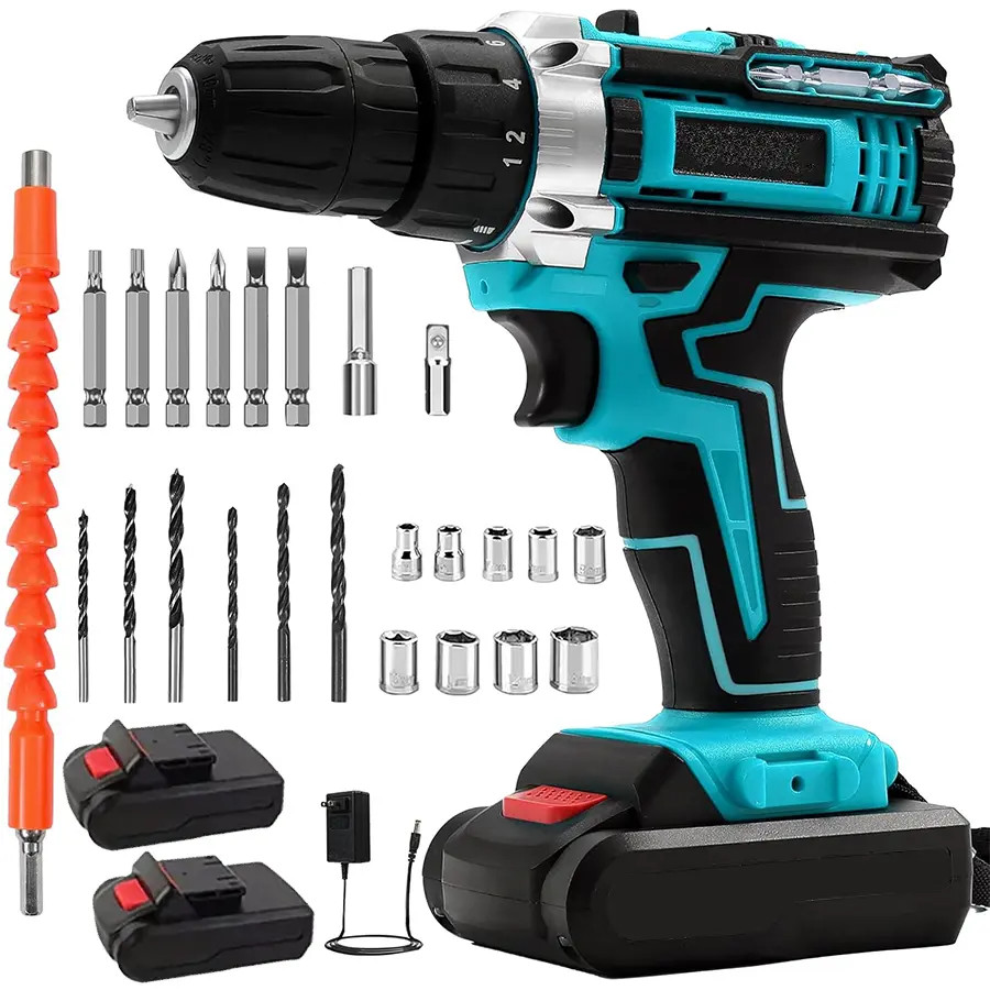 36Vf Cordless Drill Set, Power Drill29Pcs with 3/8 Inch Keyless Chuck25 3 Clutch