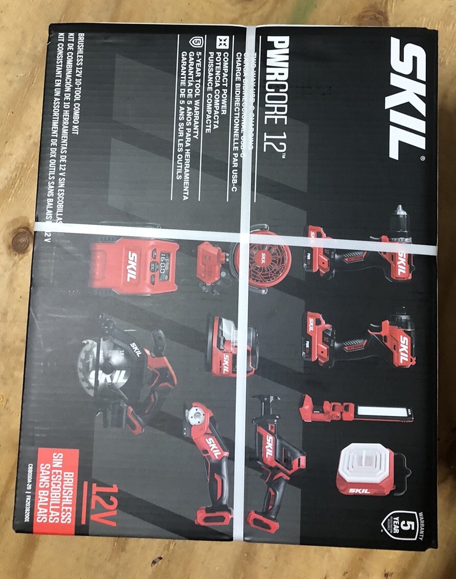 Skil CB8010A-20 Pwrcore 12 12v Brushless 10tool Combo Kit Power Core Batteries