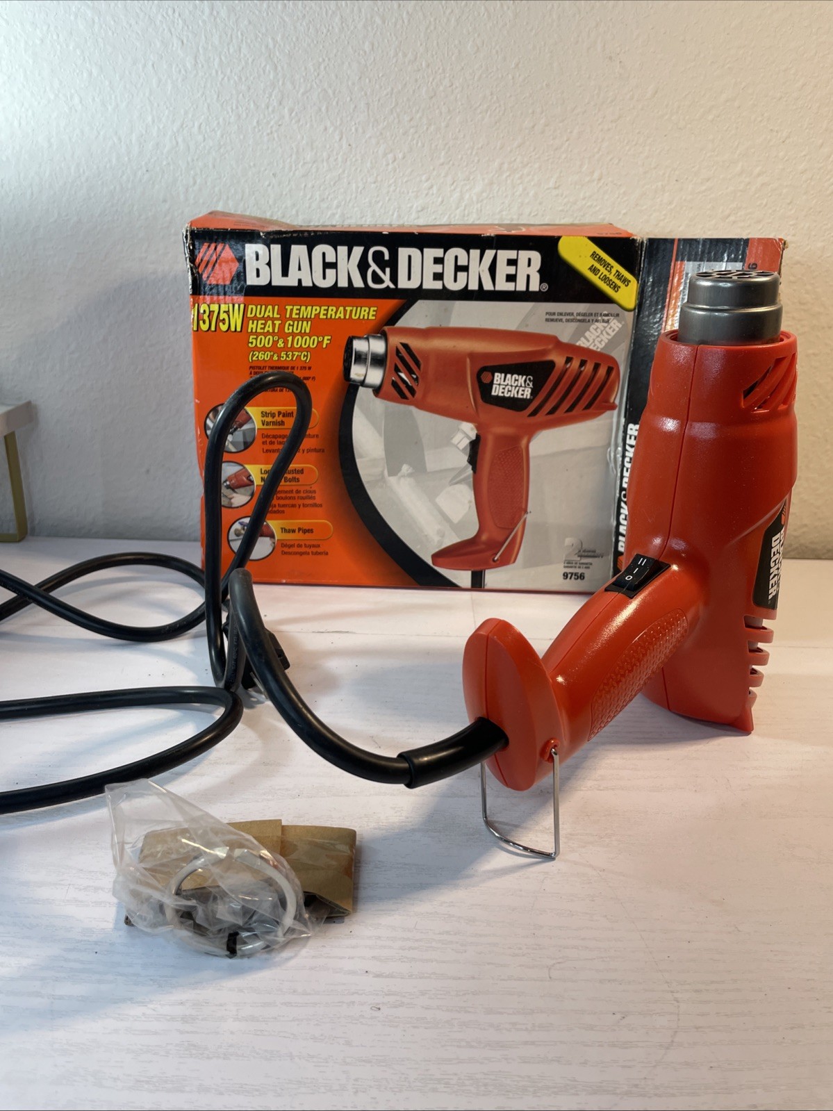 Vintage Black & Decker 9756 Dual Temp Heat Gun 1375W WITH BOX & Accessories