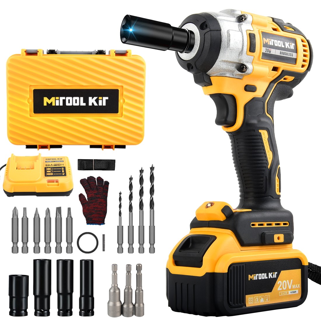 Cordless Electric Impact Wrench Gun 1/2 » High Power Driver w/ Li-ion Battery