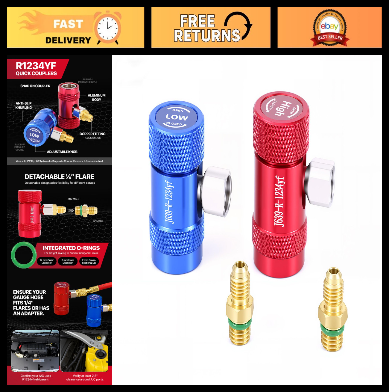 AC Recharge Tool Set with Quick Coupler, Self-Sealing Can Taps, Adapter & Valve