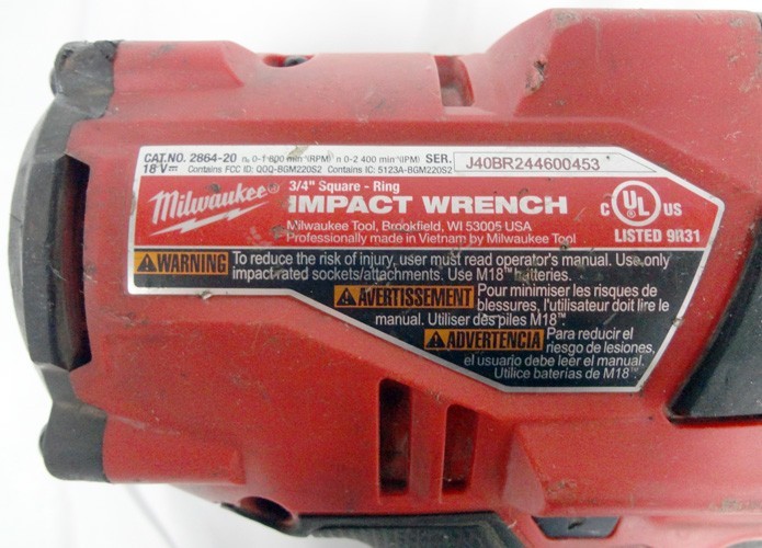 Used Milwaukee 2864-20 3/4&Prime; Square – Ring High Torque Brushless Impact Wrench!