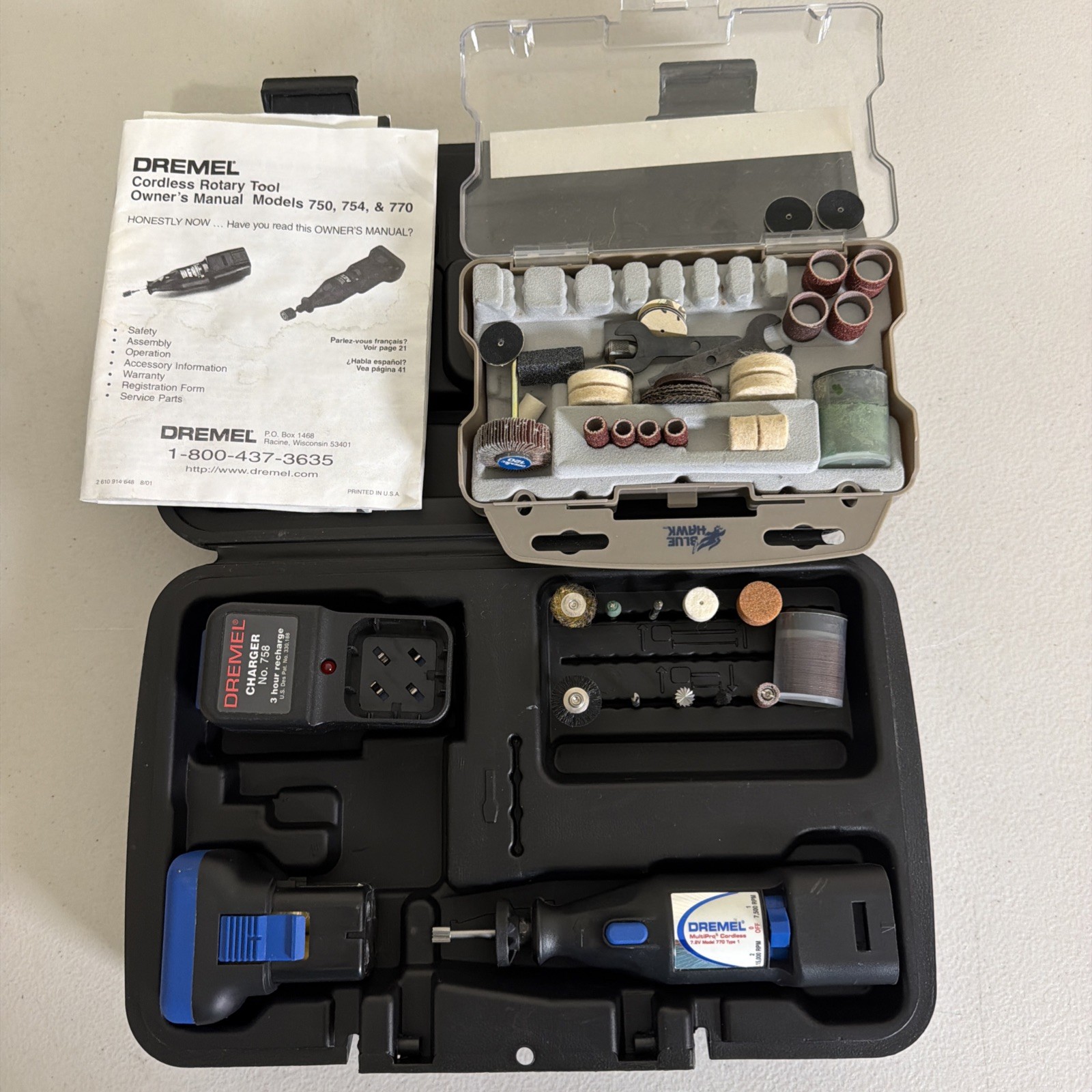 Dremel MultiPro Cordless 7.2V Model 770 – Wireless Battery – Charger Case Extras