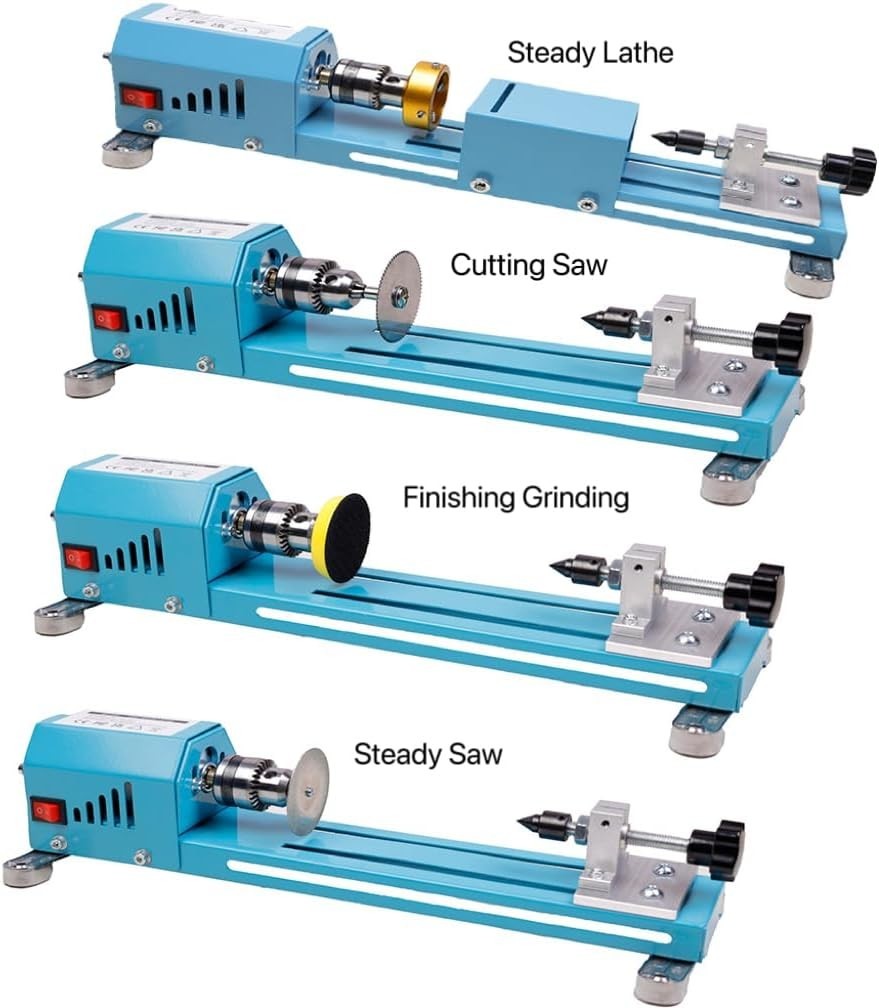 Mini Wood Lathe Machine Multi-Purpose with Accessories DIY Woodworking