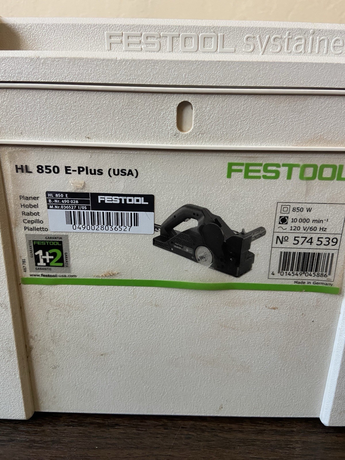 Festool HL 850 E-Plus USA Planer Complete w/ SE-HL Bench Unit Systainer Tested