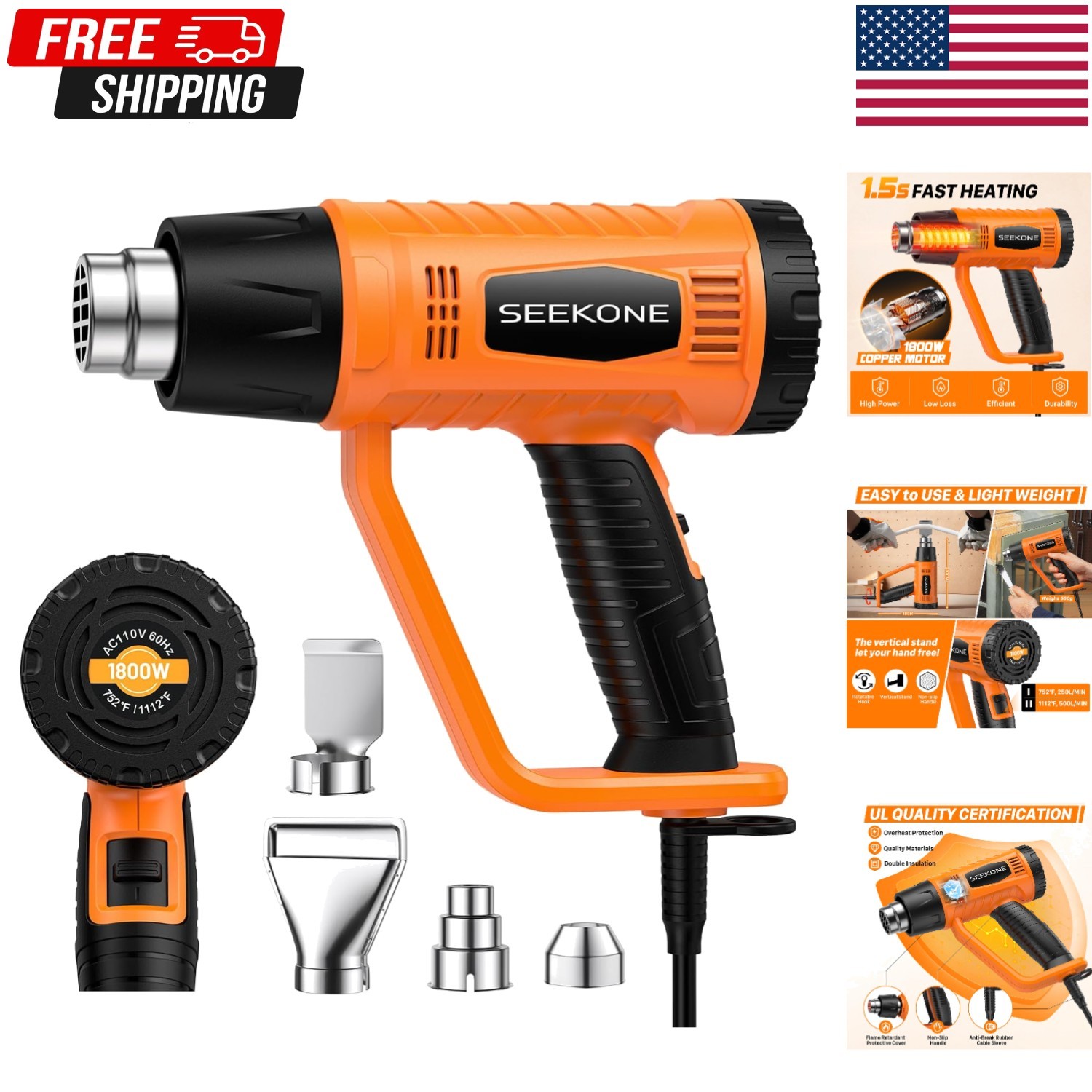 Lightweight Dual Temperature Heat Gun 572℉-932℉ for DIY Crafting & Repair