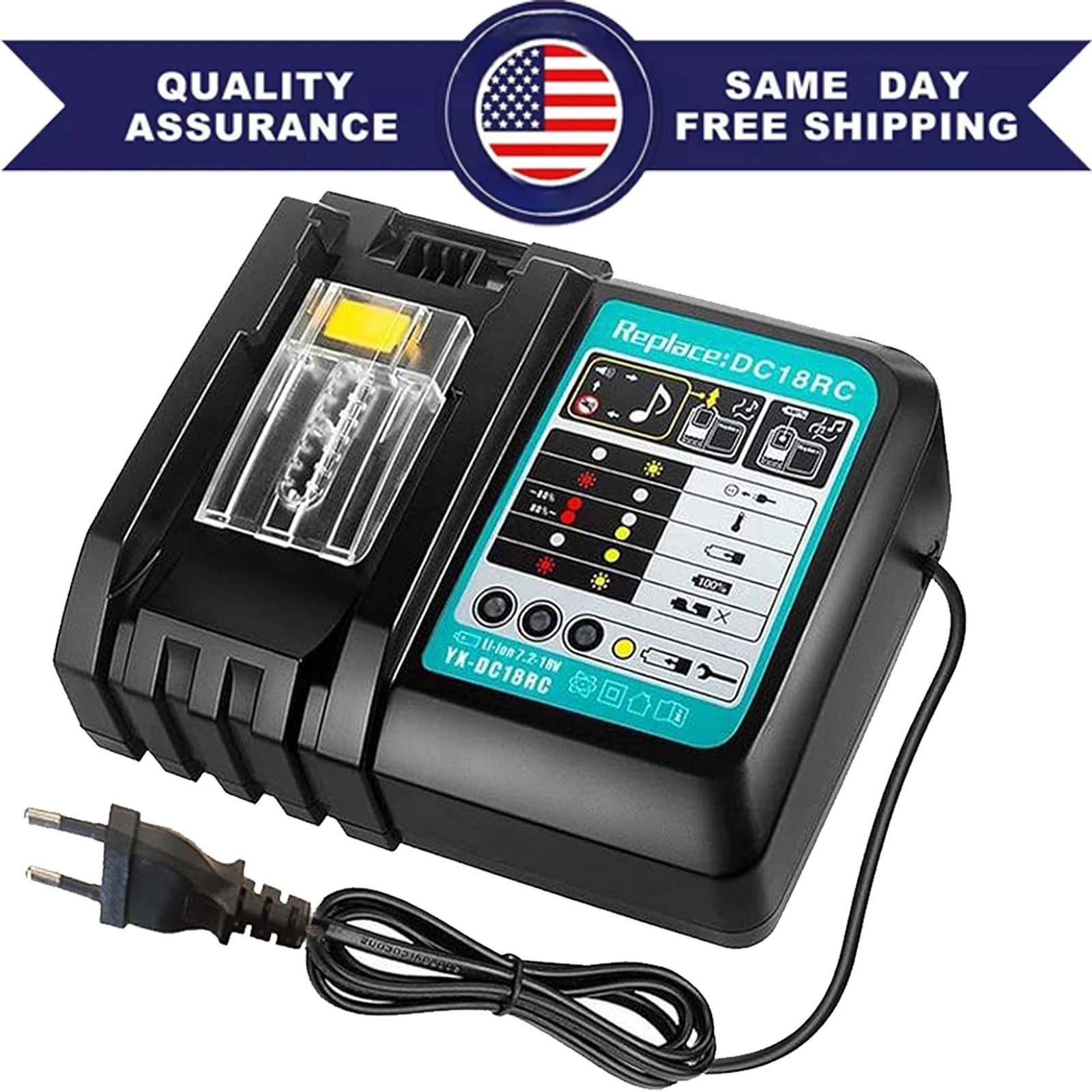 DC18RC 14.4V-18V Li-Ion Rapid Battery Charger For Makita BL1860 BL1840B BL1820