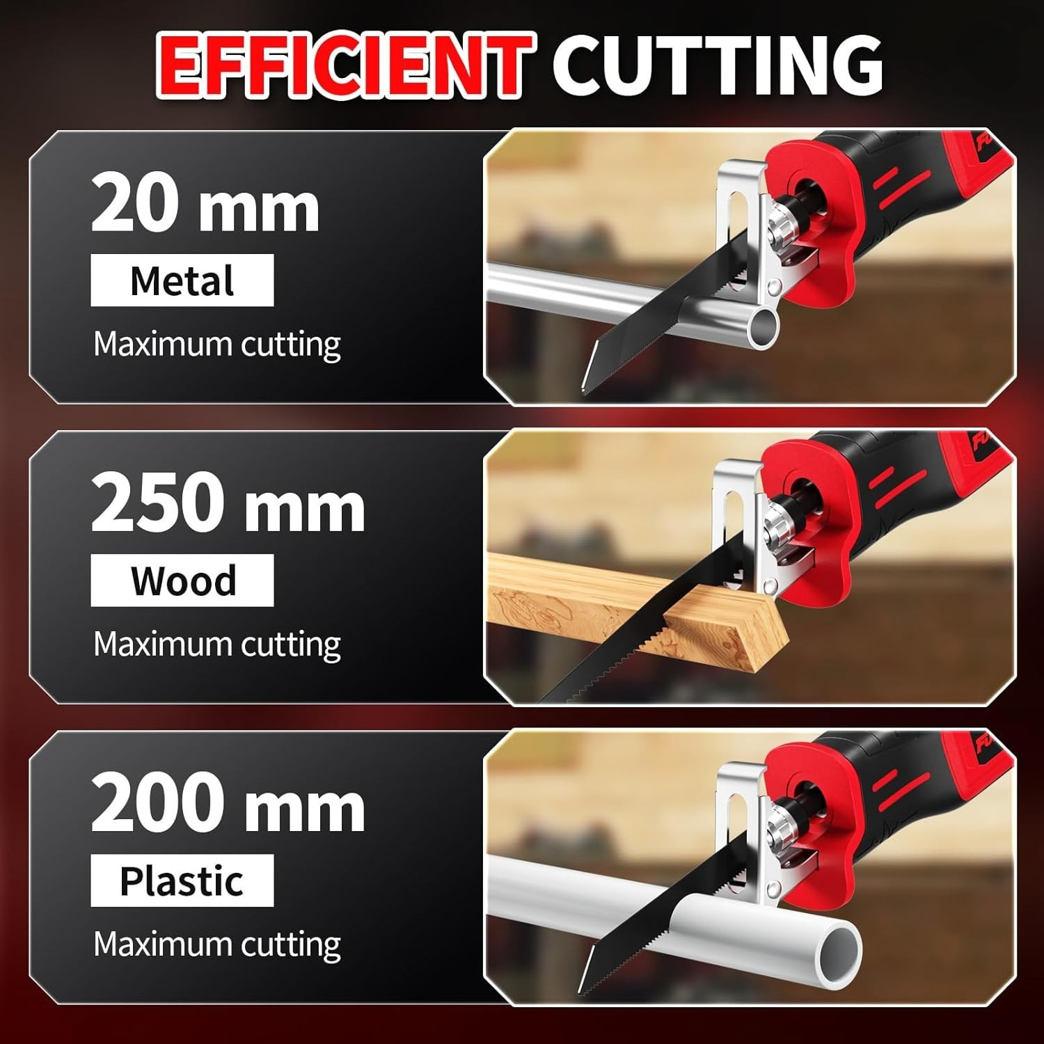 Reciprocating Saw Cordless, 0-3500 SPM Power Reciprocating Saw, Tool-Free Blade