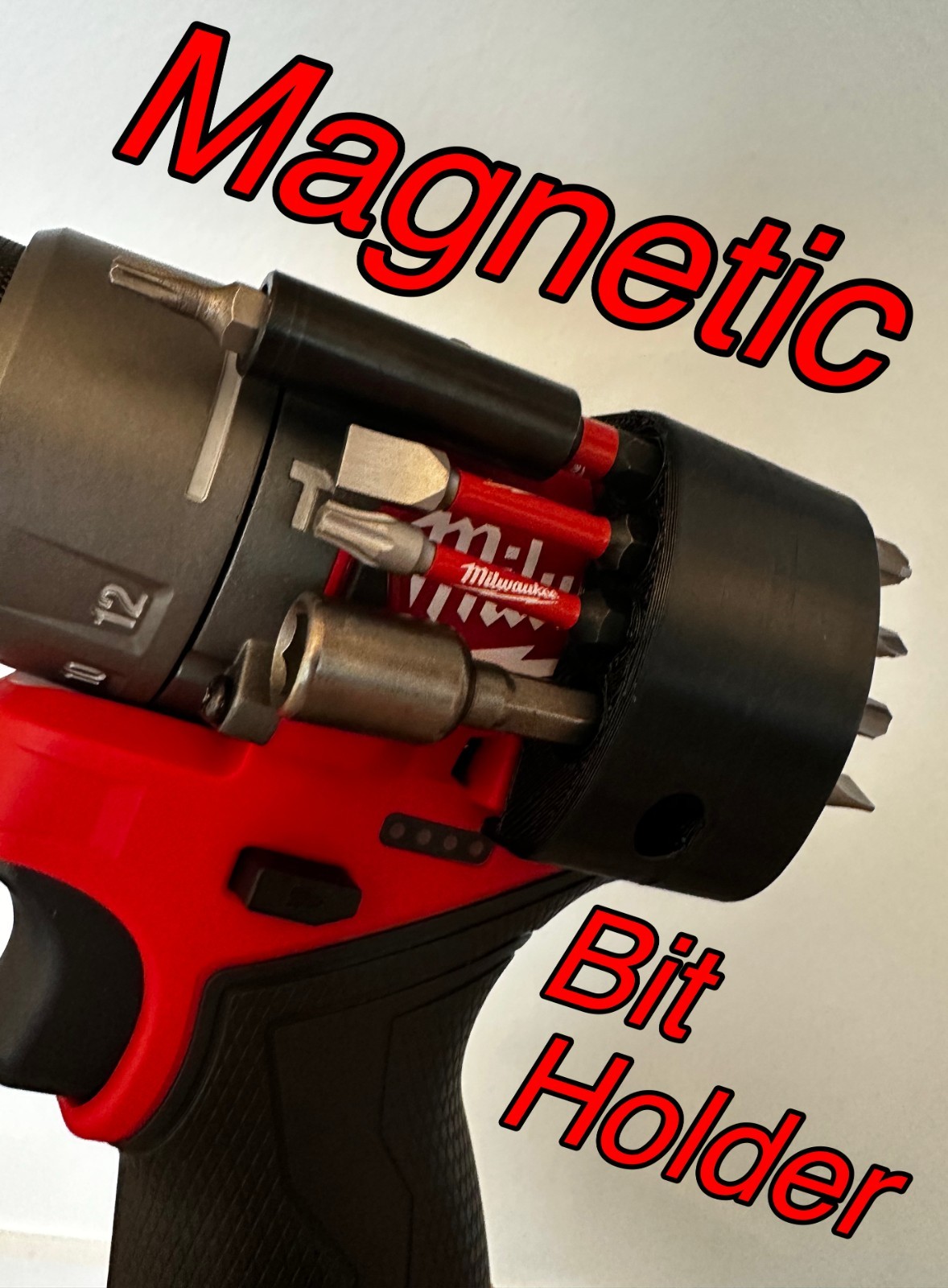 Magnetic Bit Bank (8 Piece) Milwaukee M12 Gen 3 Hammer Drill (3D Printed)