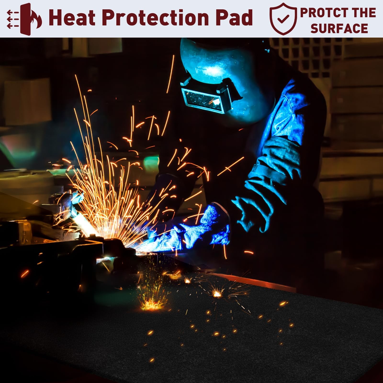 2 Pack 11×14 Inch Welding Blanket Fireproof Welding Pad, 5mm Thickened Fire R…