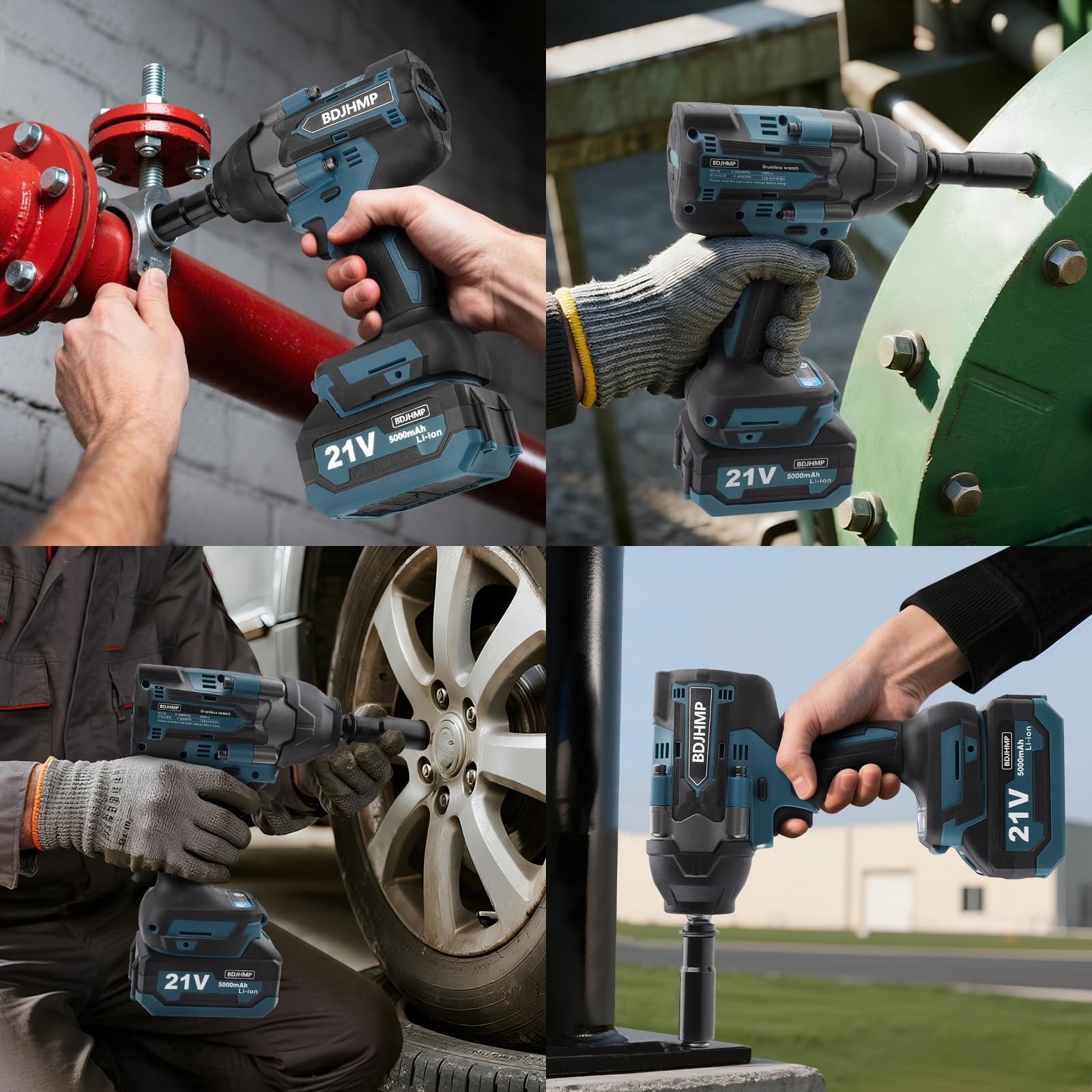Cordless Impact Wrench 1/2 Inch, 1500 N.m/1106ft-lbs Blue With Battery