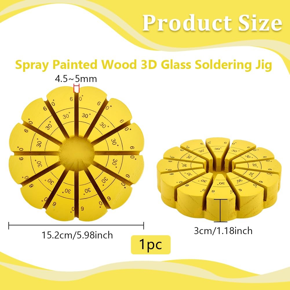 BENECREAT 30° Adjustable Pine Wood Stained Glass Jig, Yellow 3D