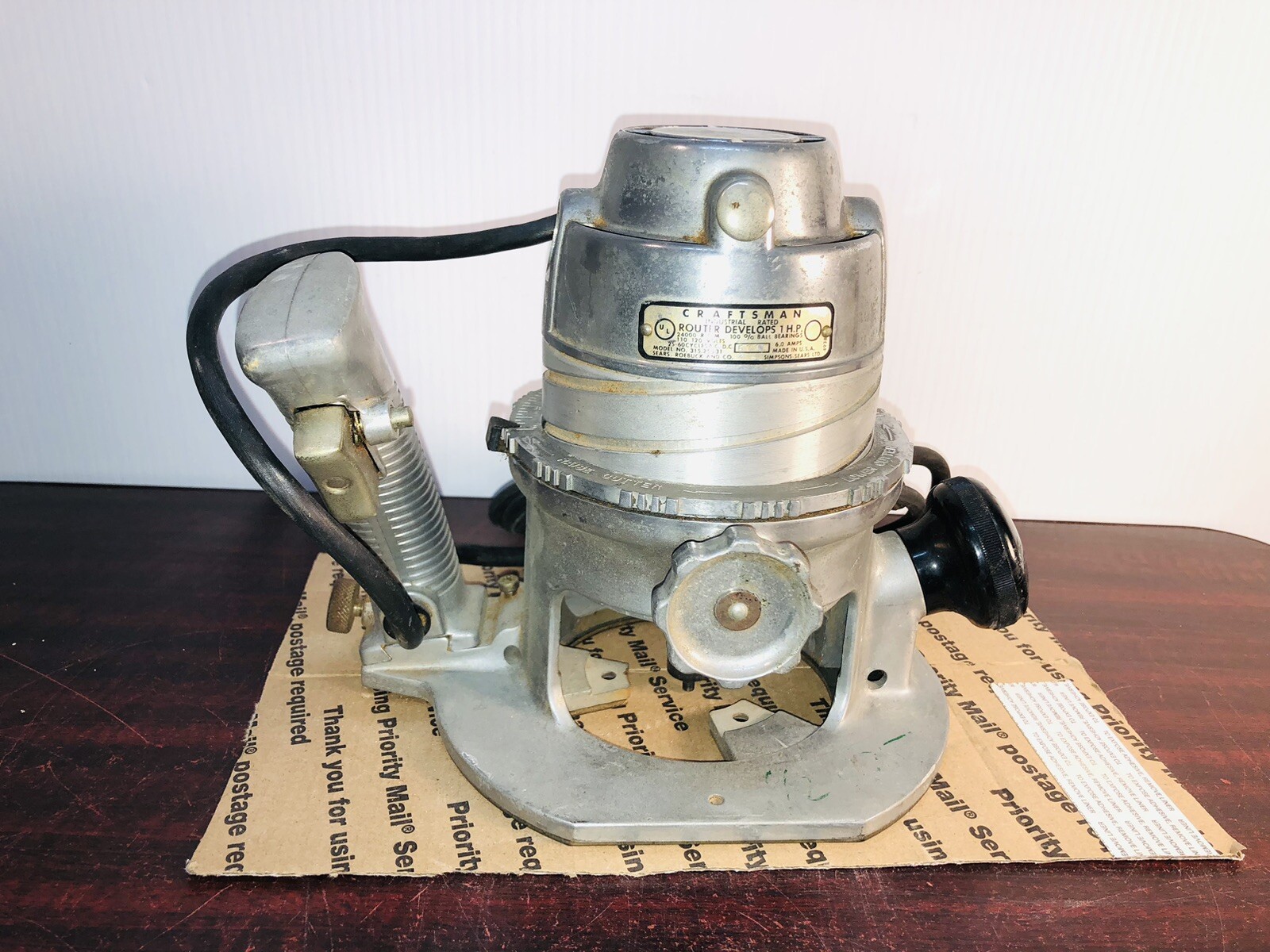 VTG Craftsman router 6 Amp 24,000 RPM 1-HP 1/4&Prime; Router Ball Bearings W/ One Bit