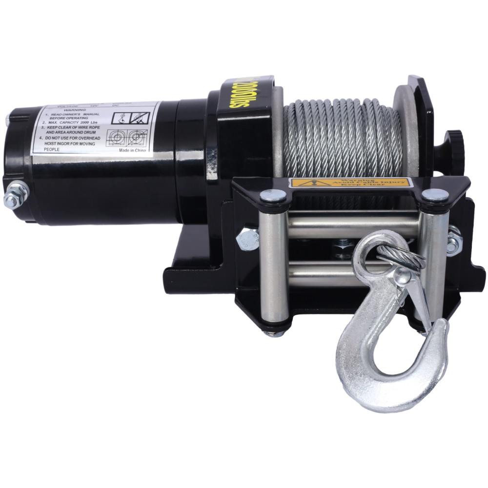 2000lb 12V ATV/UTV Electric Winch, Off-Road Steel Cable Winch for Towing Trailer
