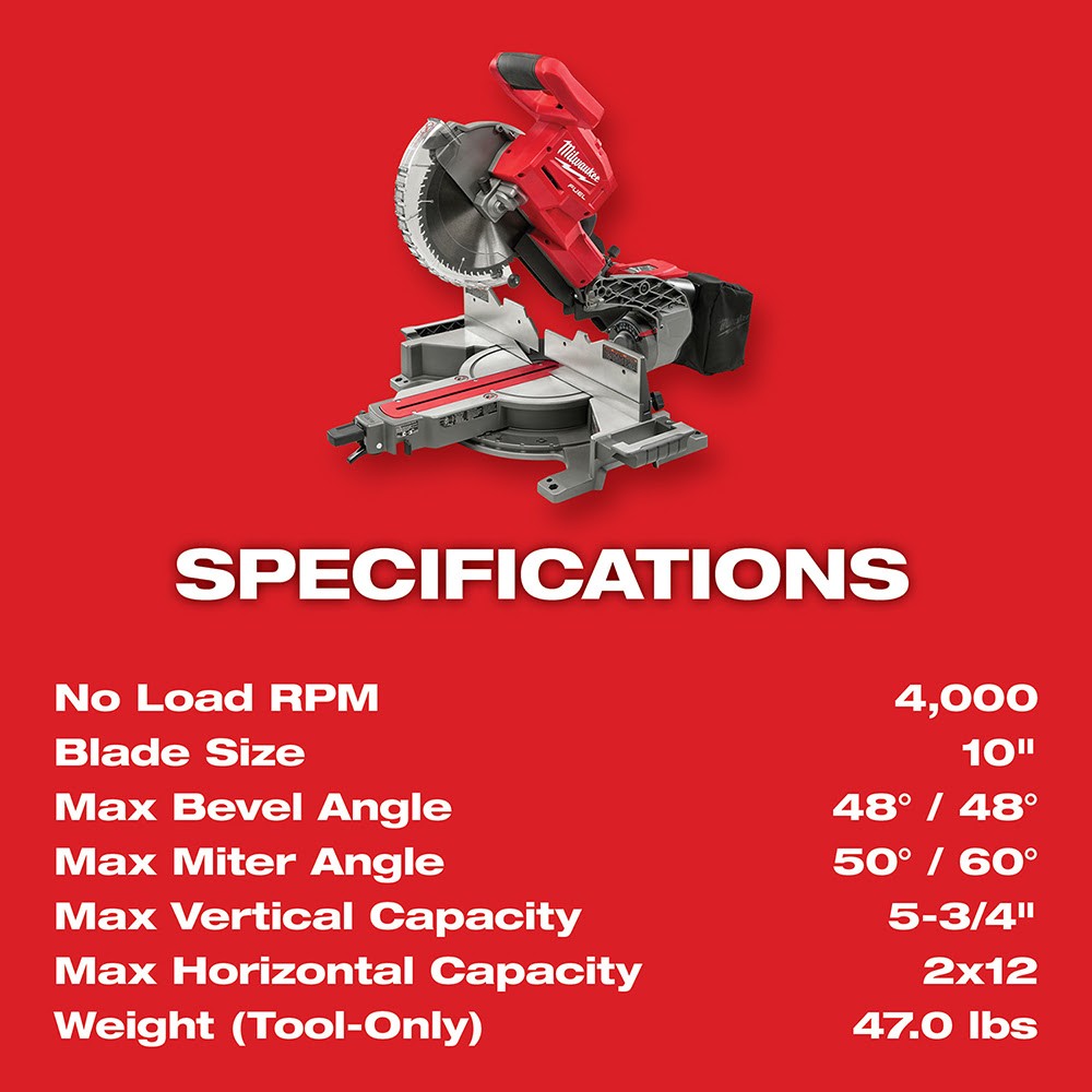 Milwaukee 2734-20 M18 FUEL Dual Bevel Sliding Compound Miter Saw Bare Tool
