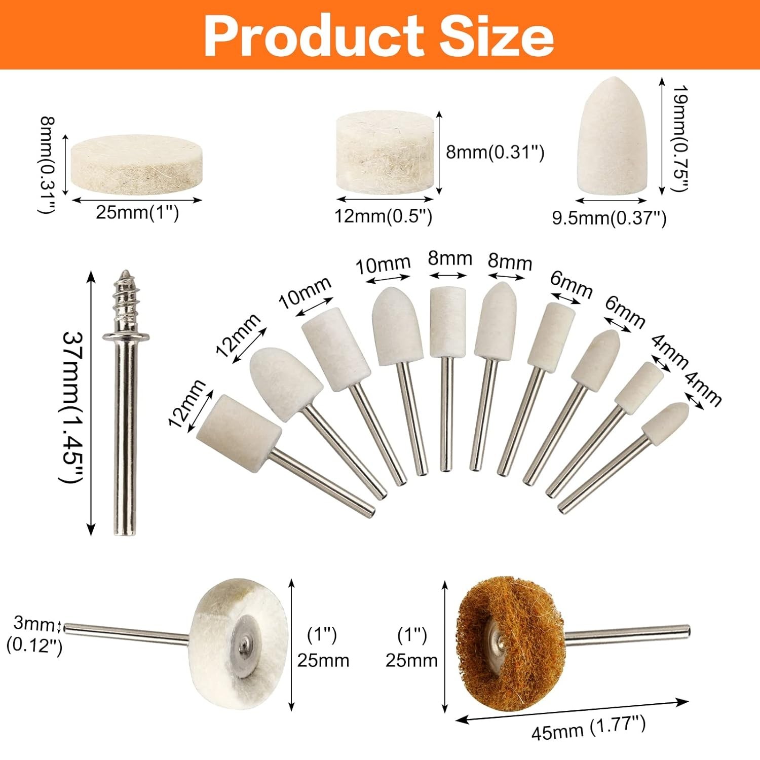 Polishing Buffing Wheel Kit 134pcs for Rotary Tools Jewelry Glass Metal