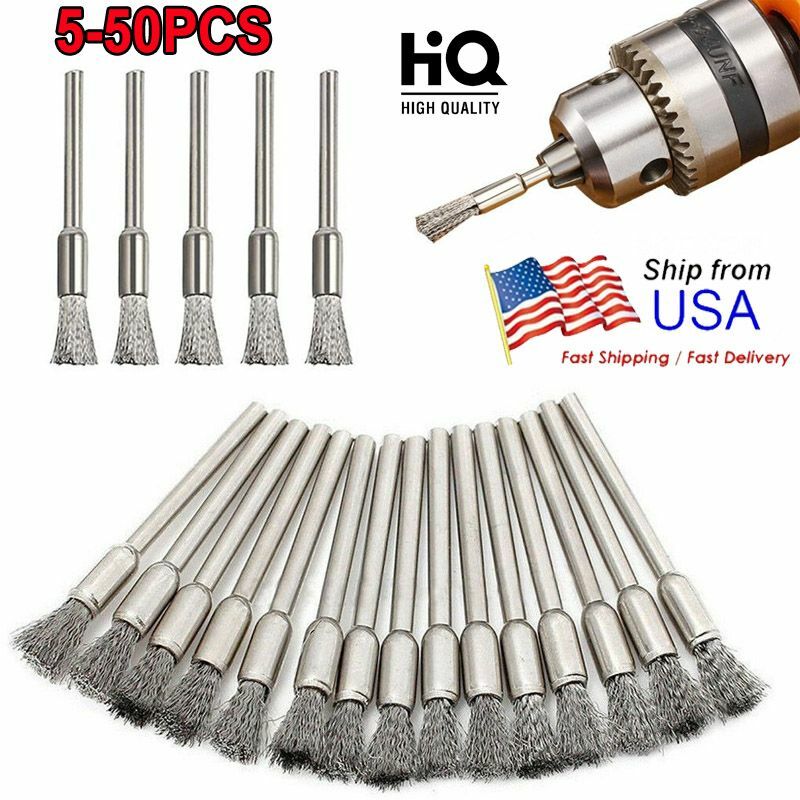5-50PCS Wire Steel Wheel Bowl Pen Polishing Mix Brush Set for Dremel Rotary Tool