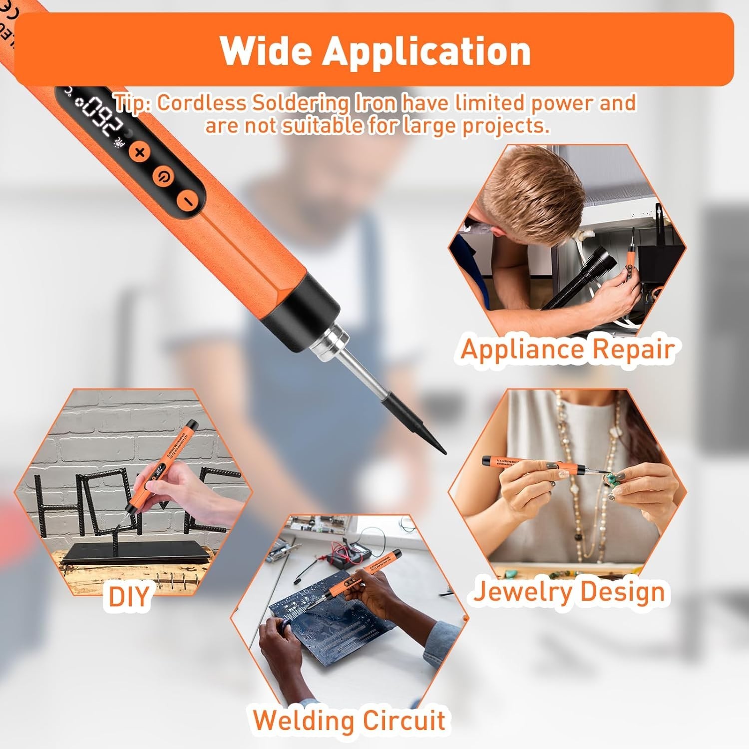 Cordless Mini Soldering Iron Kit with LCD Display, Adjustable Temp, Portable