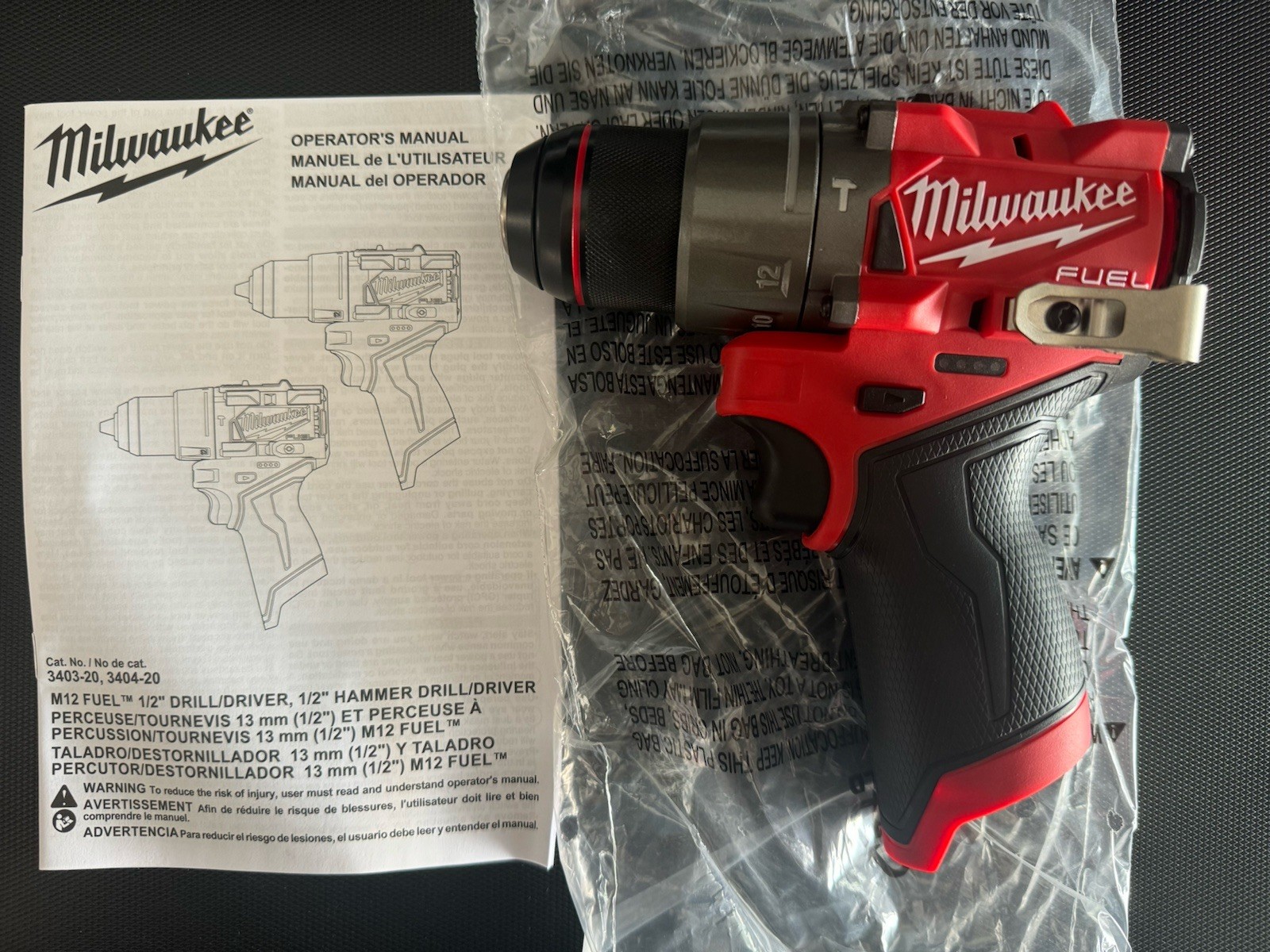 New Milwaukee Fuel 3403-20 M12 12V 12 Volt 1/2” 2 Speed Hammer Drill Driver
