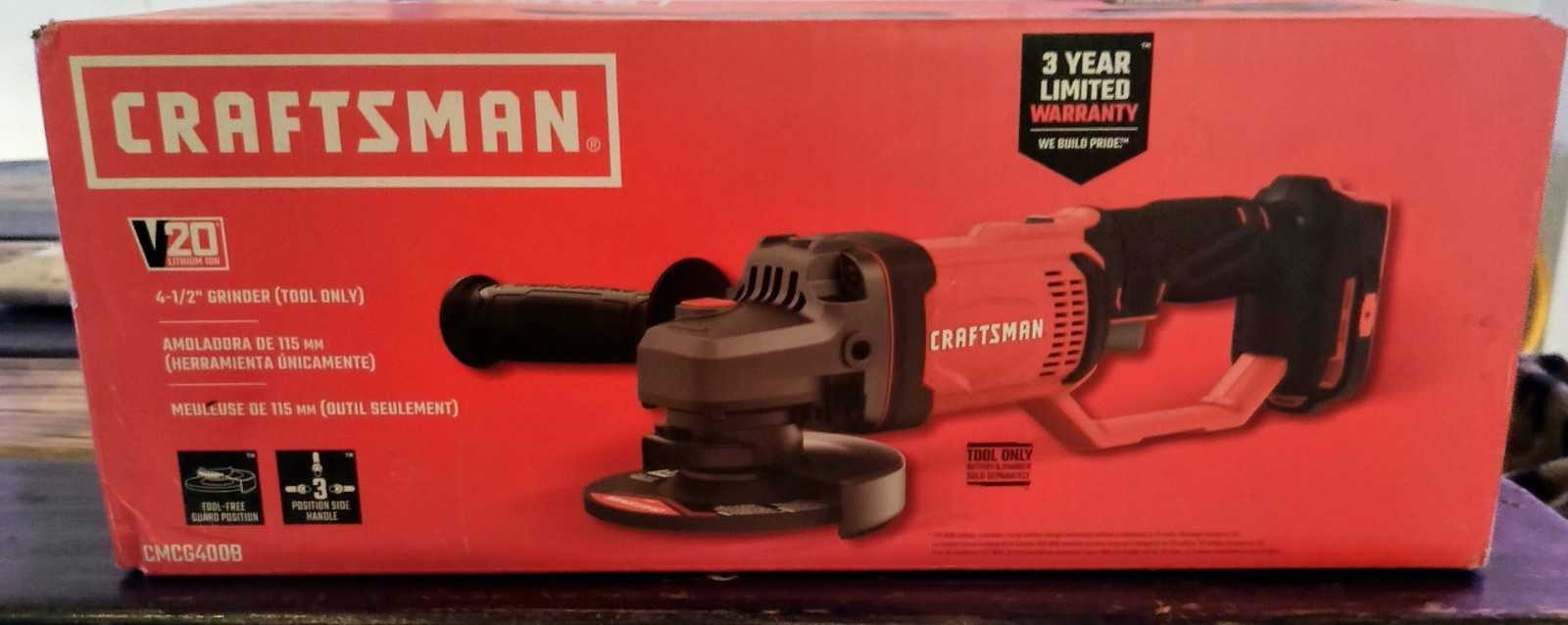 CRAFTSMAN V20* Angle Grinder, Small, 4-1/2-Inch, Tool Only (CMCG400B)