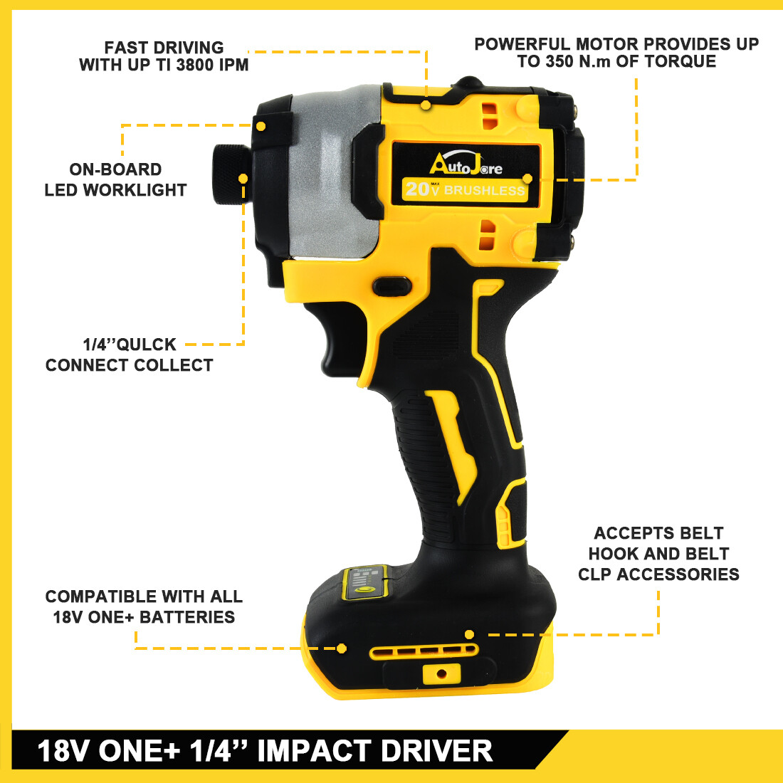 For DEWALT DCB206 20V MAX XR Cordless Drill Impact Driver 1/4&Prime; 4-Speed Tool Only