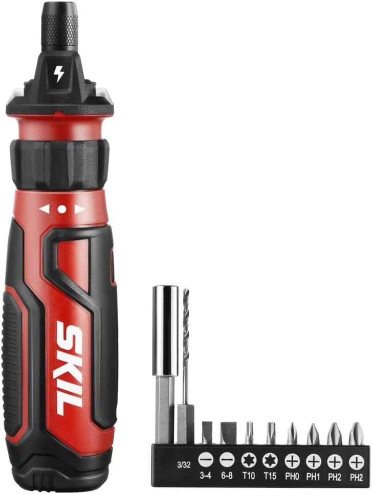 SKIL Rechargeable 4V Cordless Screwdriver with Circuit Sensor Technology, Includ