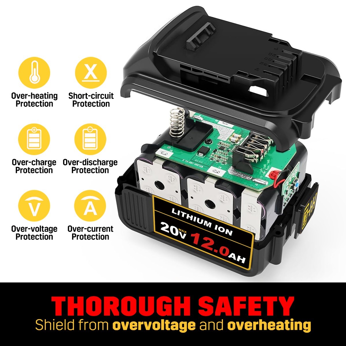 3Pack 12.0AH Battery For DeWalt 20V 20 Volt Max Lithium Ion DCB205 DCB206 DCB200