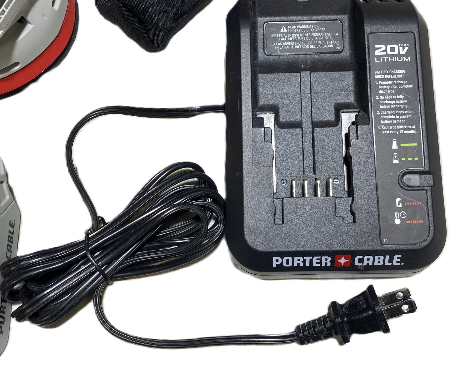 Porter Cable 20V Charger w/ Case, 2 Batteries, Sander, Light and Driver Bit Set