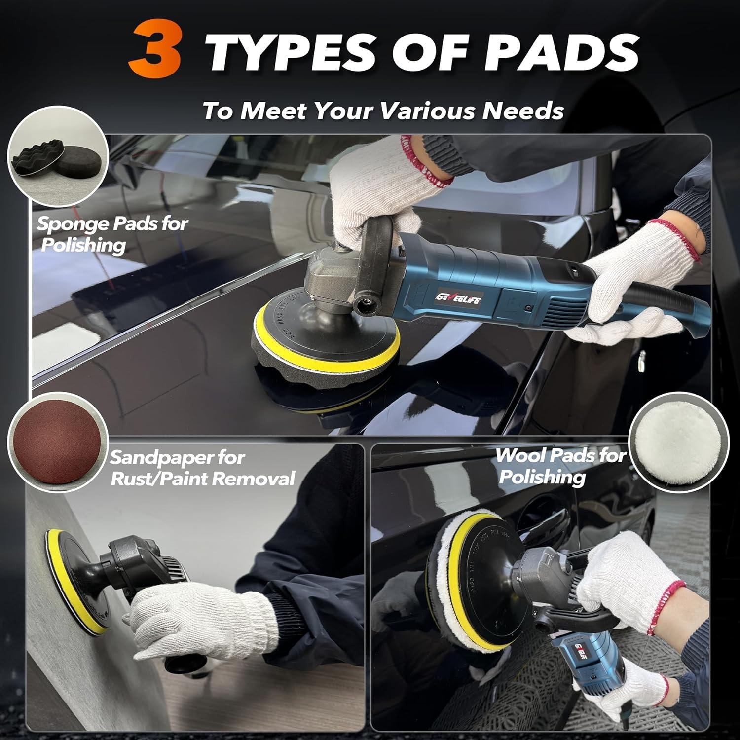 Lightweight & Ergonomic 6/7 Inch Buffer Polisher – 1600W with Safety Features