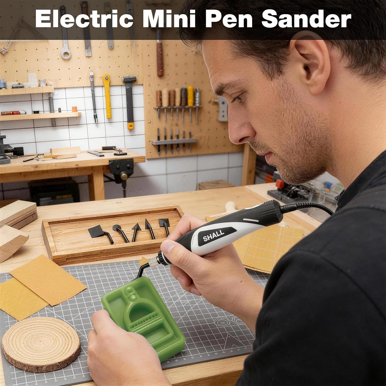 Mini Pen Sander, 12V Electric Reciprocating Sander with 4 Adjustable Speed, Comp