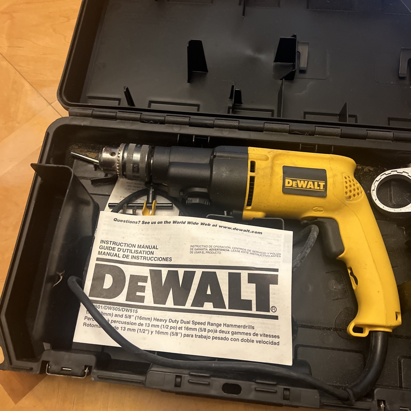 DEWALT DW505K Corded 7.8-Amp 1/2-inch 13mm VSR Dual Range Hammerdrill Kit