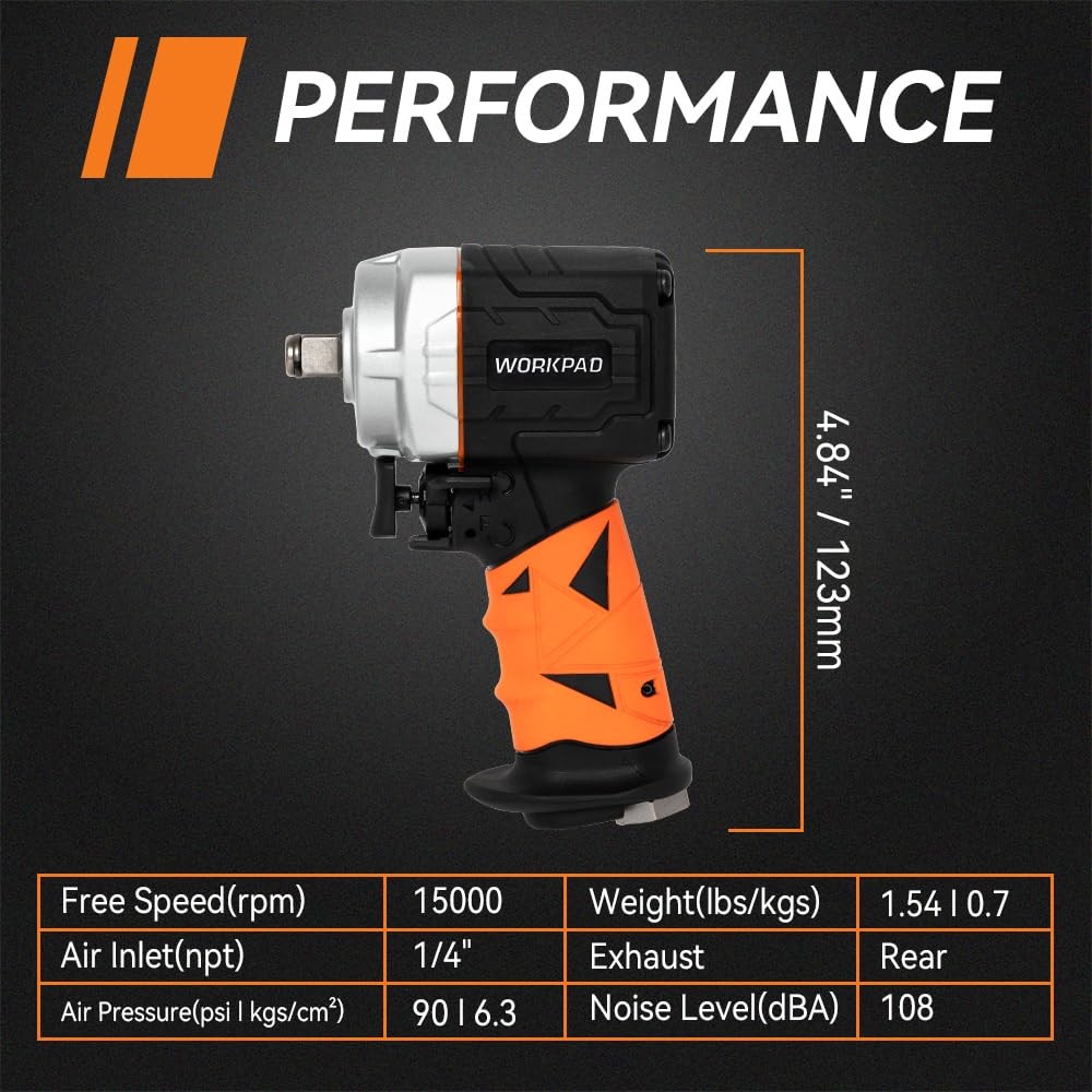 WORKPAD Air Impact Wrench, 1/2 Inch 750N.m, High Torque, Lightweight, 2.8 lbs…