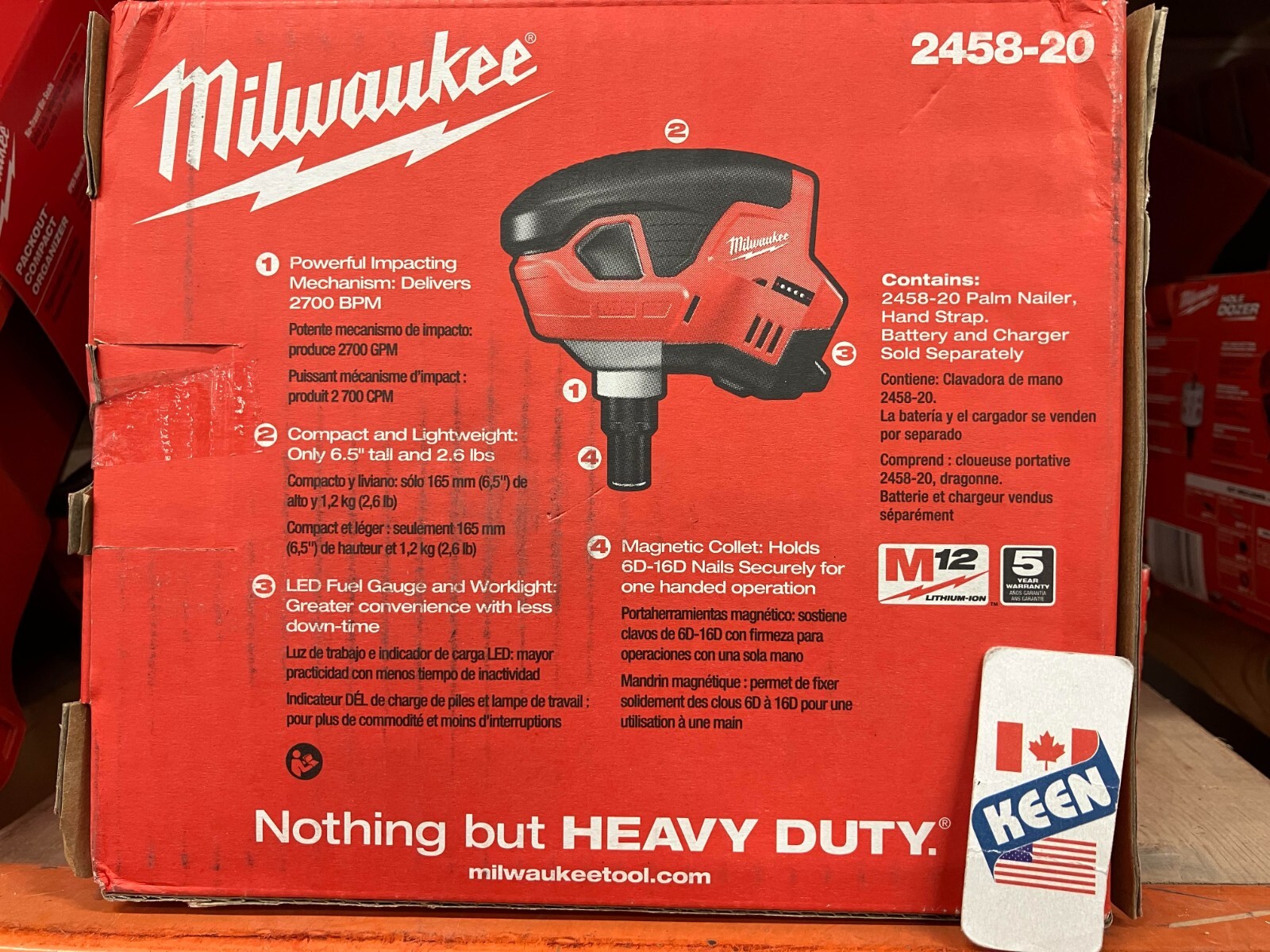 Milwaukee CANADA 12V Lithium-Ion Cordless Palm Nailer (bare tool)