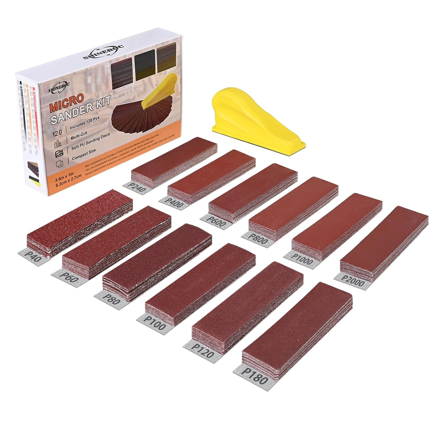 120 PCS Micro Sander Kit, Detail & Mini Hand Sanding Block, 40–2000 Grit