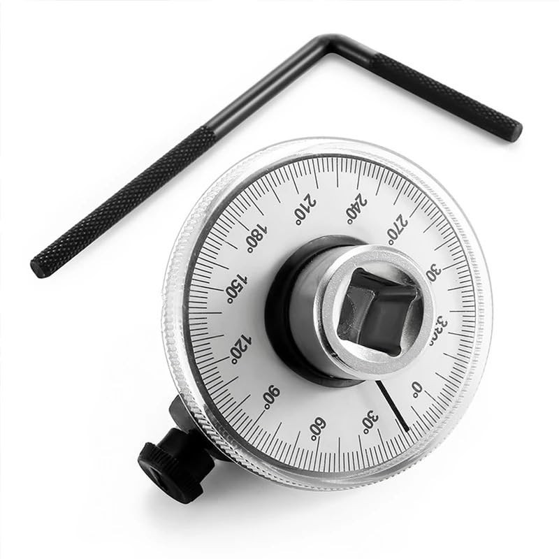 1/2 Inch Torque Wrench Angle Gauge Tool, 360° Adjustable 1/2&Prime; Drive Silver