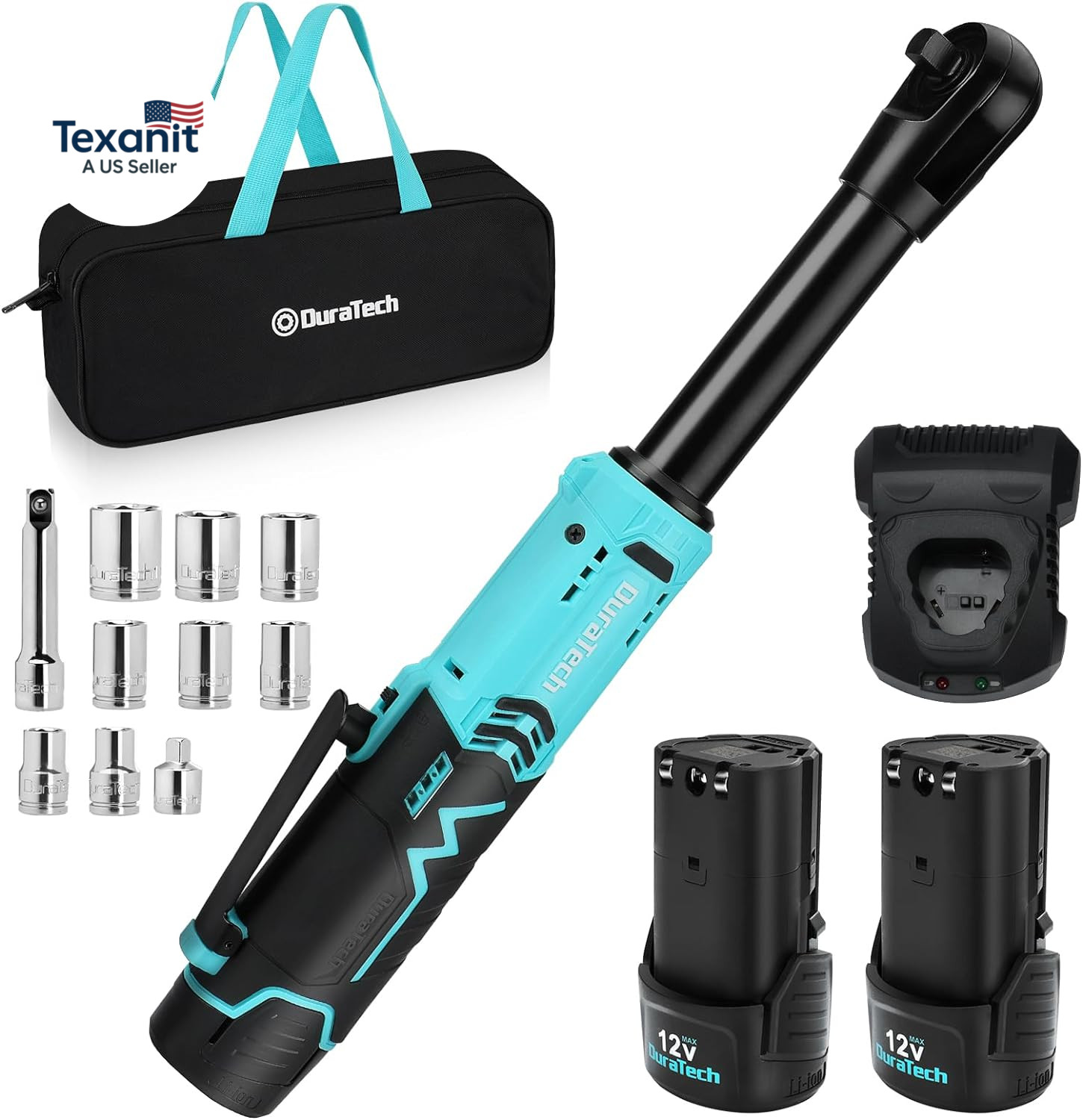 Extended Cordless Ratchet Wrench, 3/8&Prime; 12V 44 Ft-Lbs Long Neck Electric Ratchet