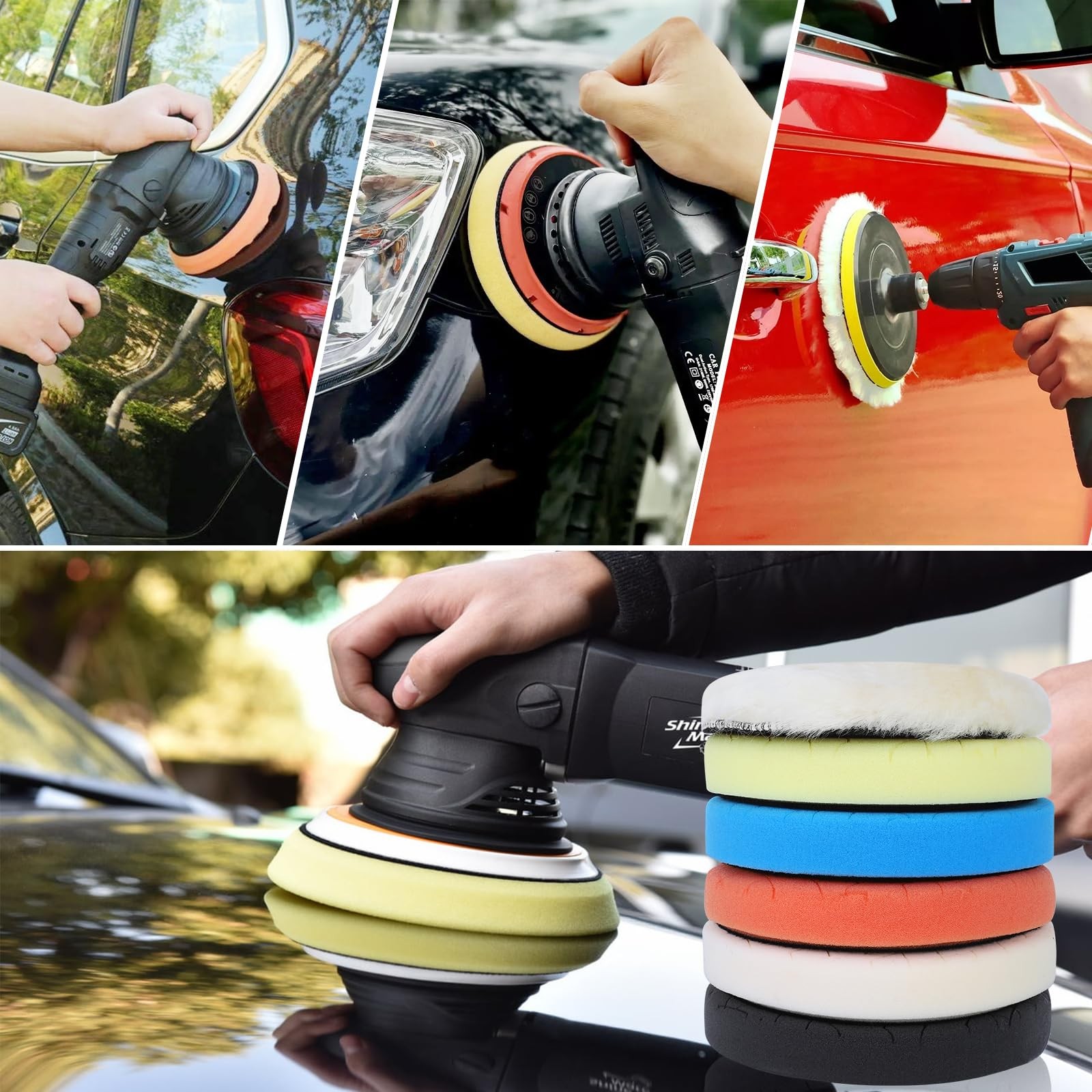 6 Pcs 5 Inch Buffing Pads, Polishing Pads 5.5 Inch 140 mm Face for 5 Inch 125…