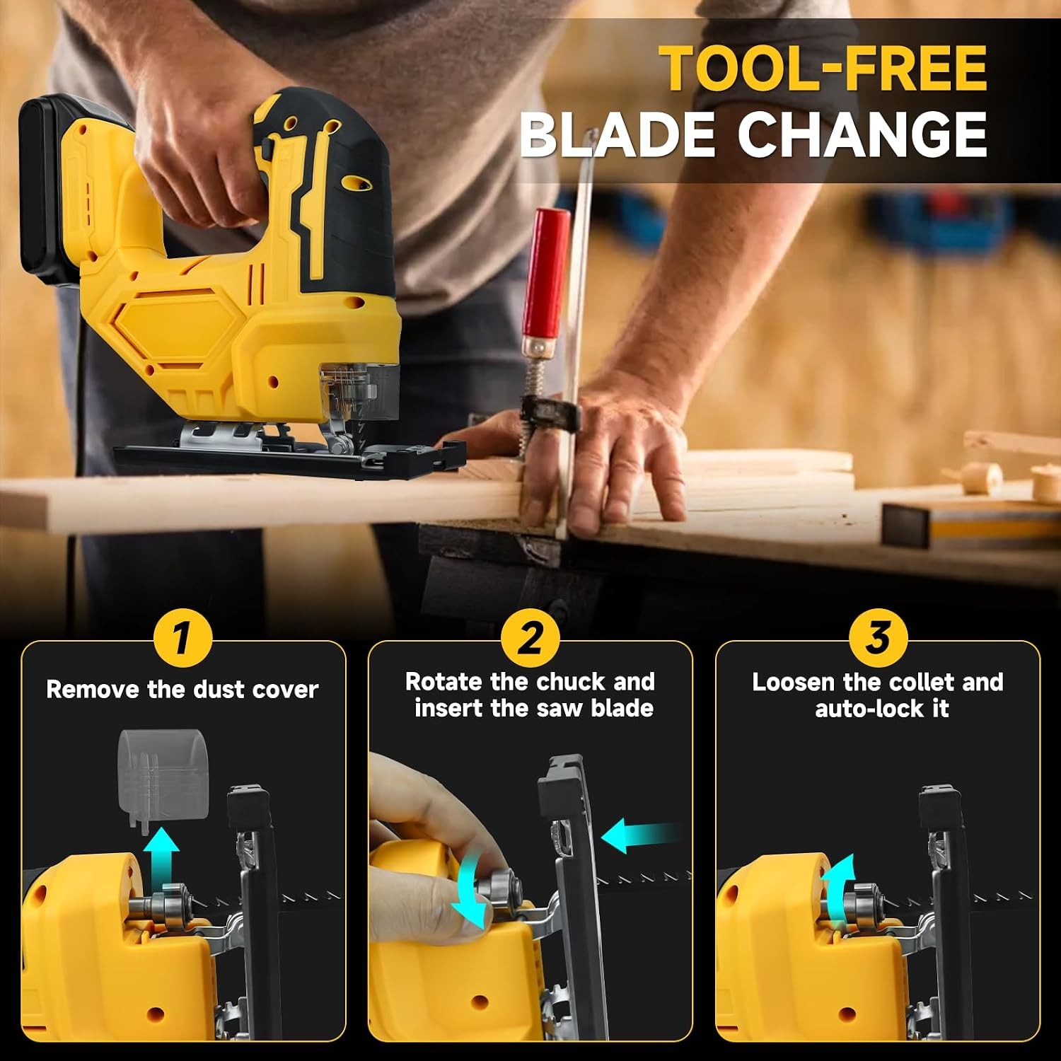 20V Cordless Brushless Jig Saw Tool with Bevel Cut 0°-45° DeWalt Battery