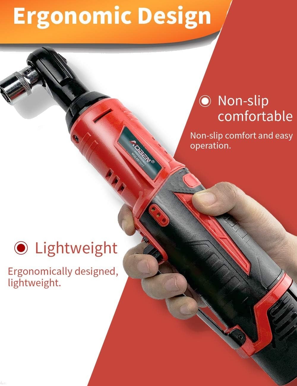 AOBEN Cordless Electric Ratchet Wrench Set 3/8&Prime; 12V Power Ratchet Tool Kit Wi…