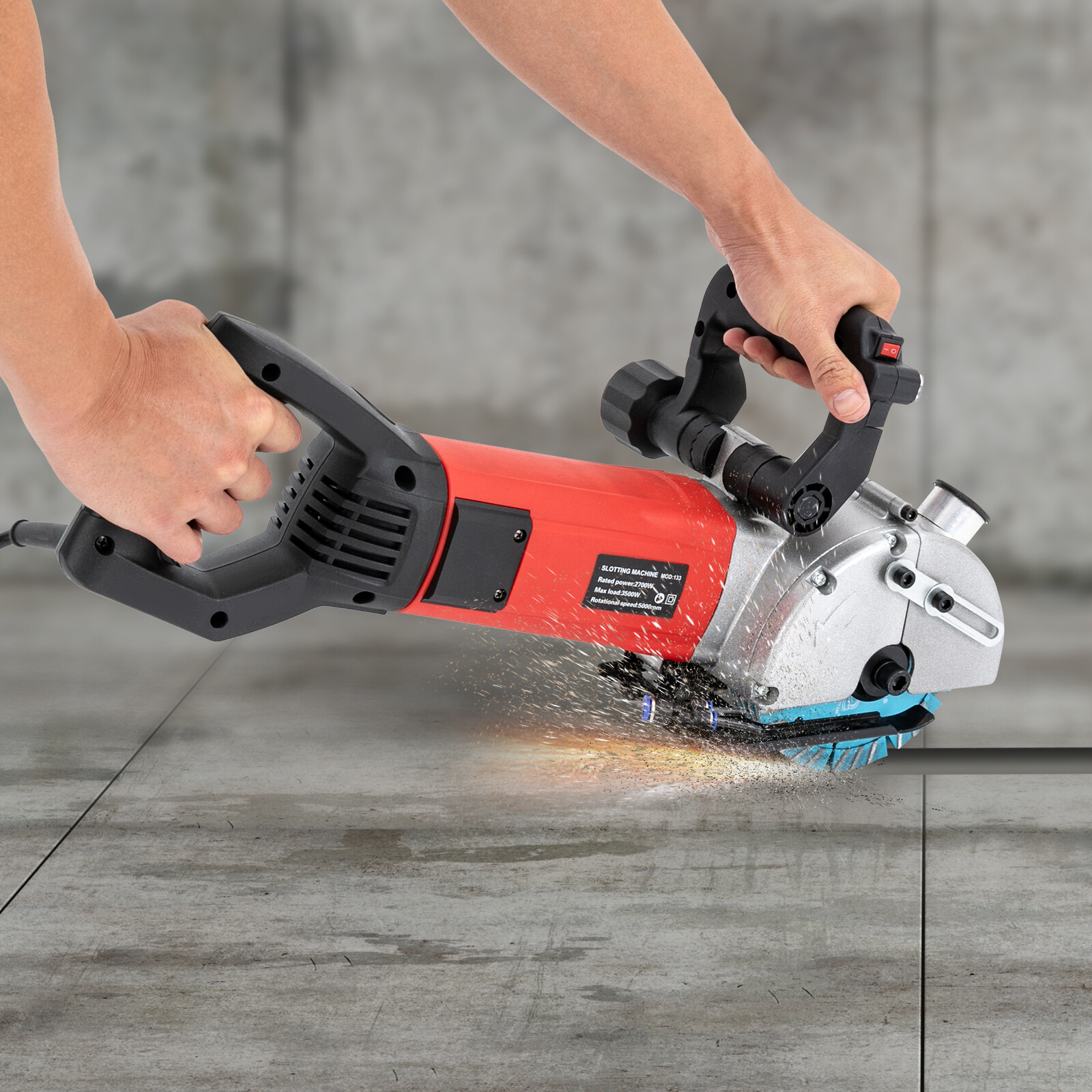 3500W Slotting Machine Wall Chaser Concrete Grooving Cutting Machine Saw Blades